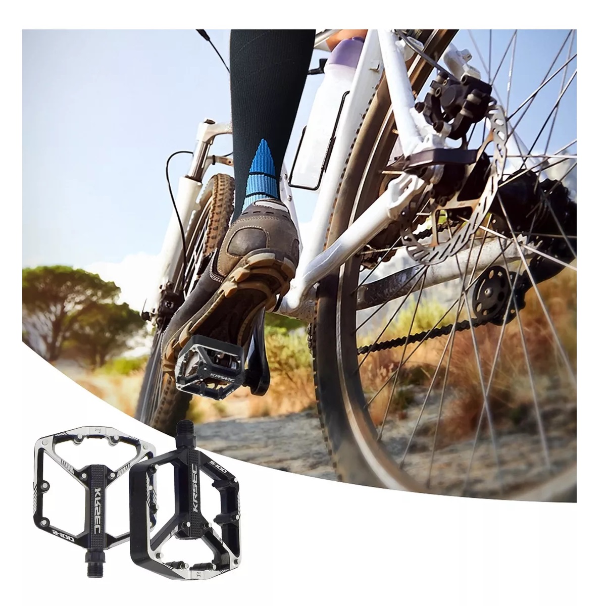 Par Pedales Para Bicicleta De Carretera/mtb De Aleación Aluminio Negro