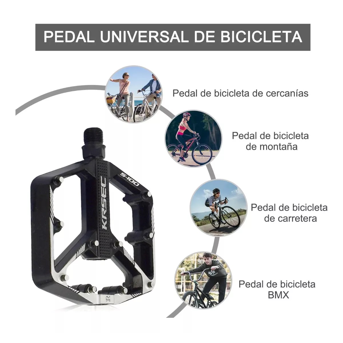 Par Pedales Para Bicicleta De Carretera/mtb De Aleación Aluminio Negro
