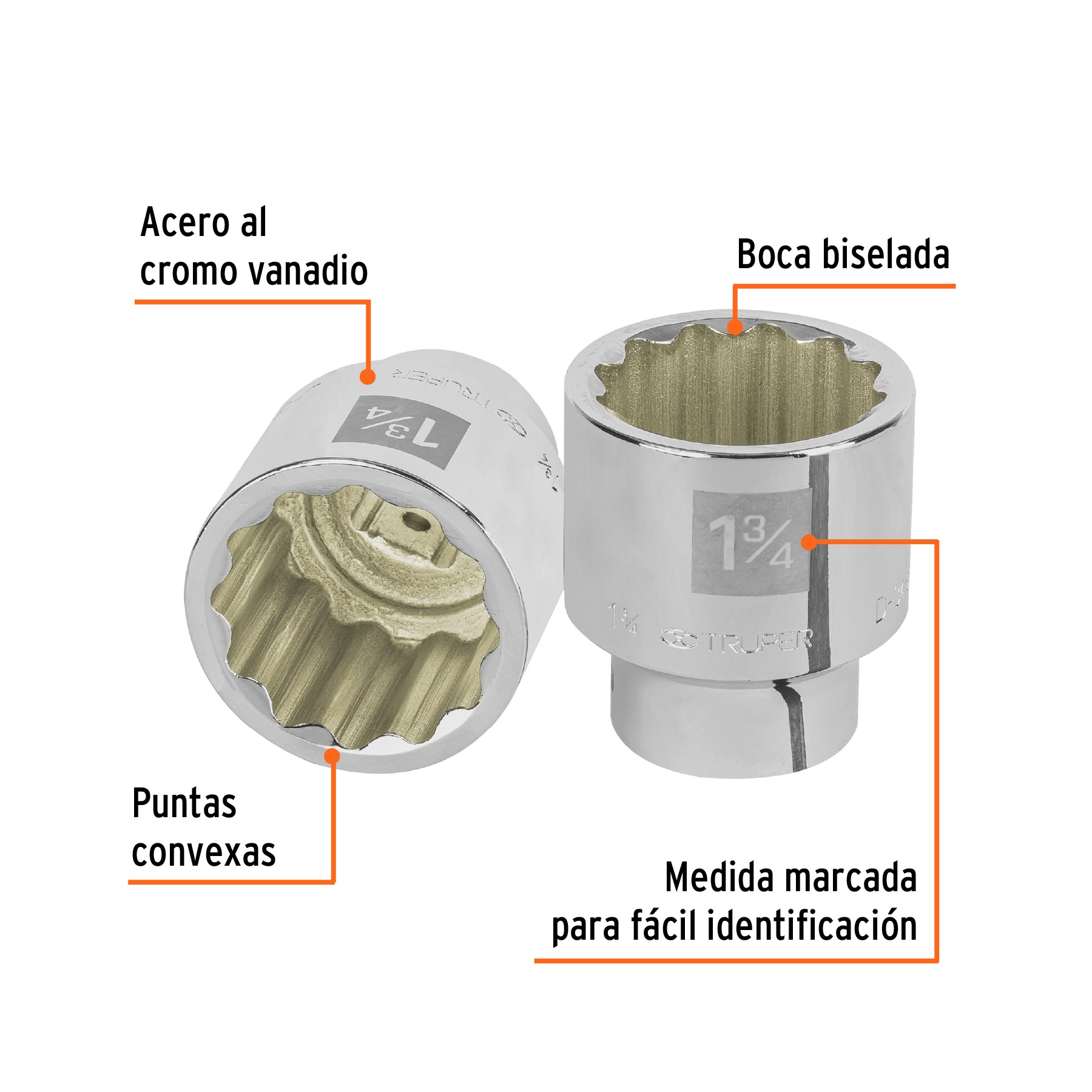 DADO DE 1-3/4", 12 PUNTAS, CUADRO 3/4", TRUPER 13866