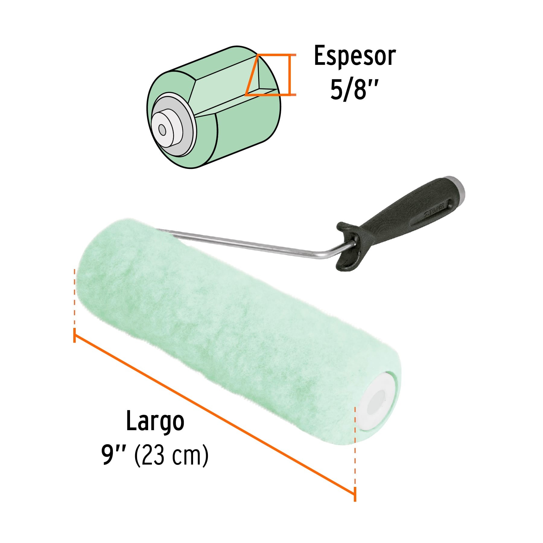 RODILLO PARA PINTAR 9" X 5/8" SUPERFICIES POCO RUGOSAS TRUPER 13876