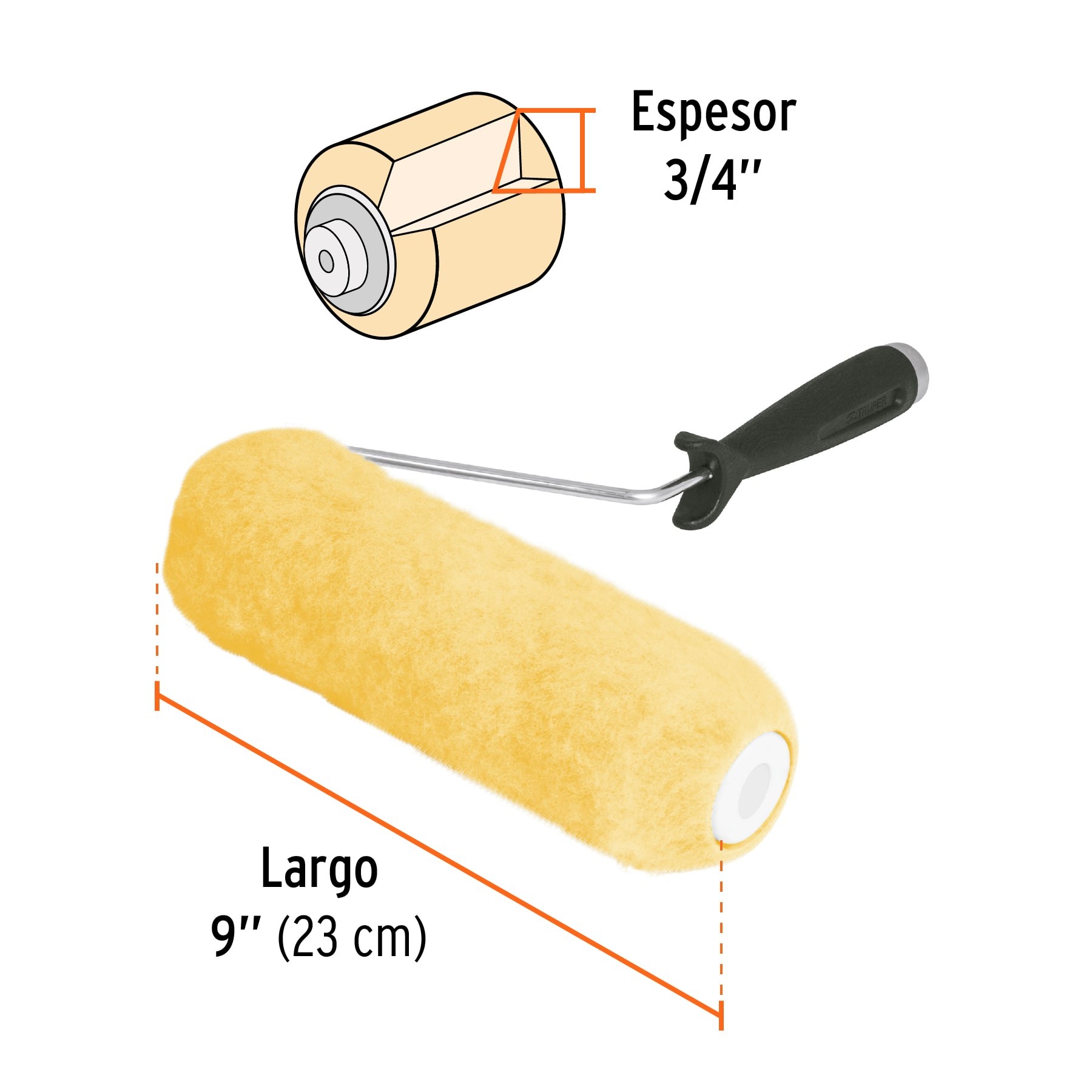 RODILLO PARA PINTAR 9" X 3/4" SUPERFICIES RUGOSAS, TRUPER 13877