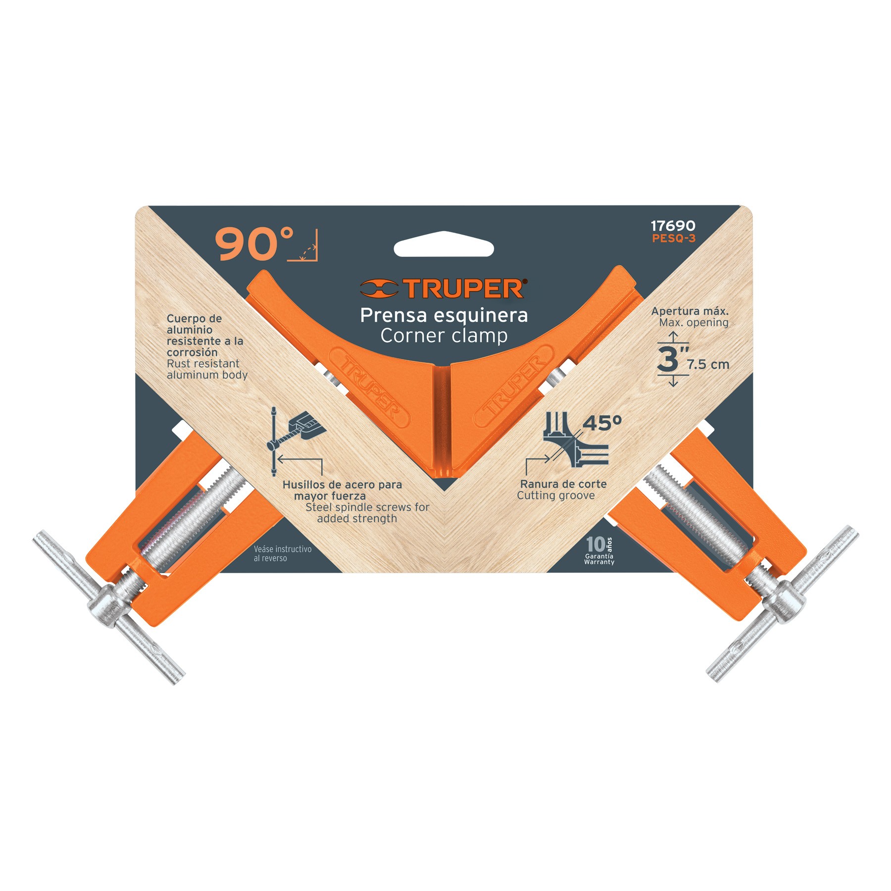 PRENSA ESQUINERA DE 3" PROFESIONAL, CUERPO ALUMINIO, TRUPER 17690