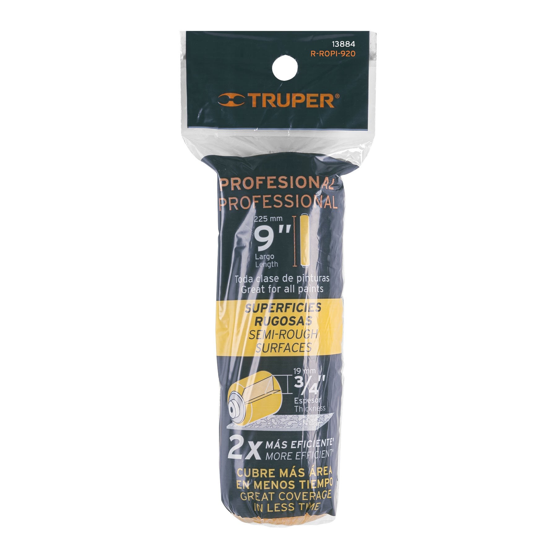 FELPA PARA RODILLO 9" X 3/4" SUPERFICIES RUGOSAS, TRUPER 13884