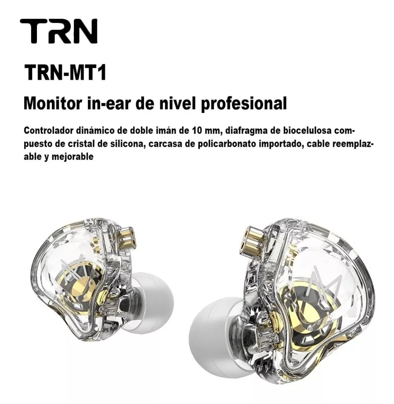Audífonos In-ear Trn Mt1 Blanco Transparente,con Micrófono