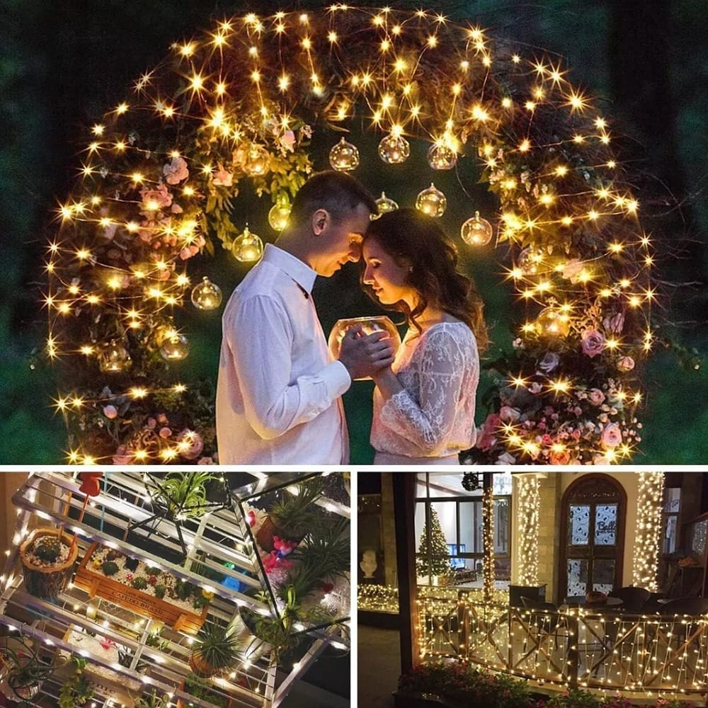 Cortinas Serie Luces 300 Led Decorativas Usb 3x3m 2 Piezas