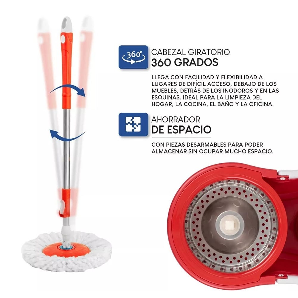 Trapeador Giratorio Con Cubeta Spin Mágico Microfibra