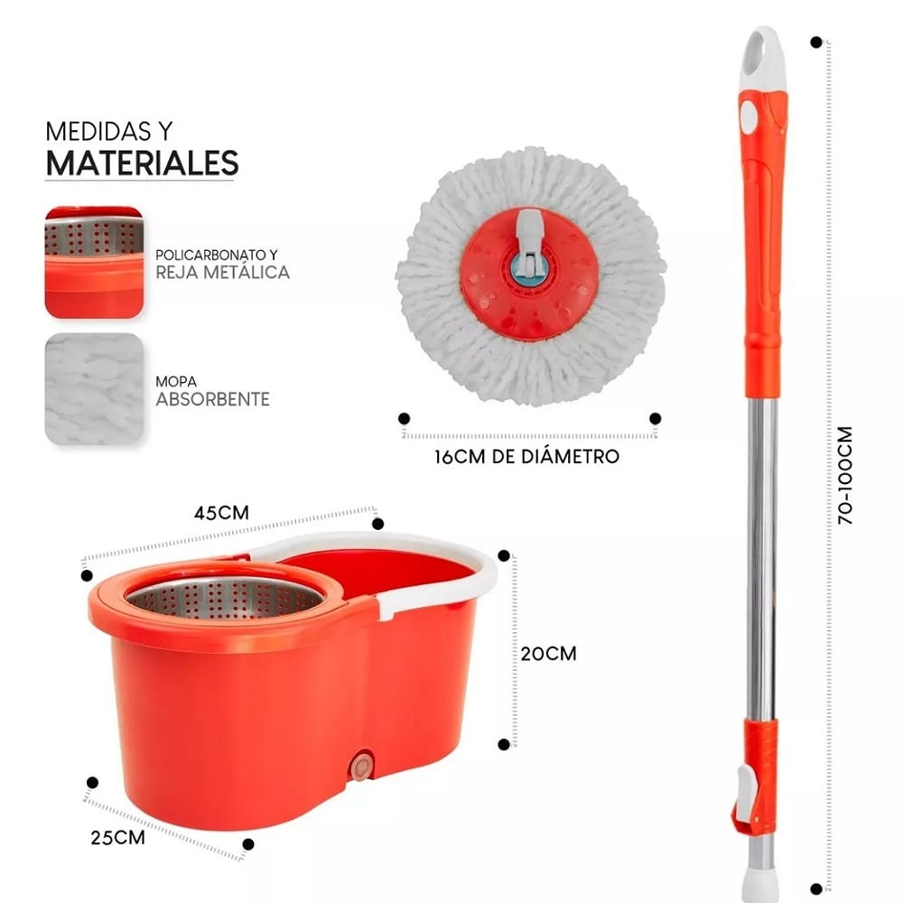 Trapeador Giratorio Con Cubeta Spin Mágico Microfibra