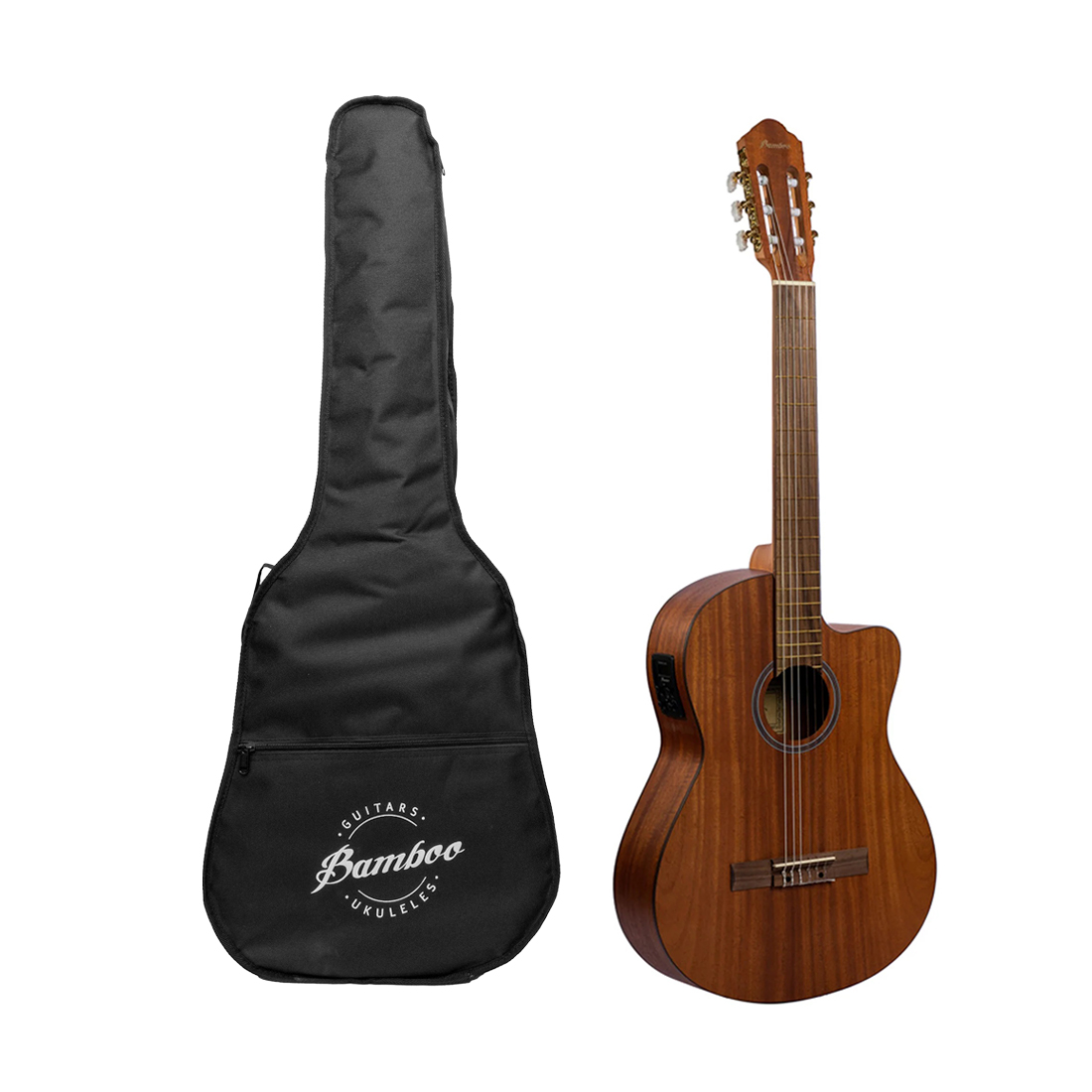 Guitarra Electroacústica Bamboo 39" Mahogany C/Funda Acolchada