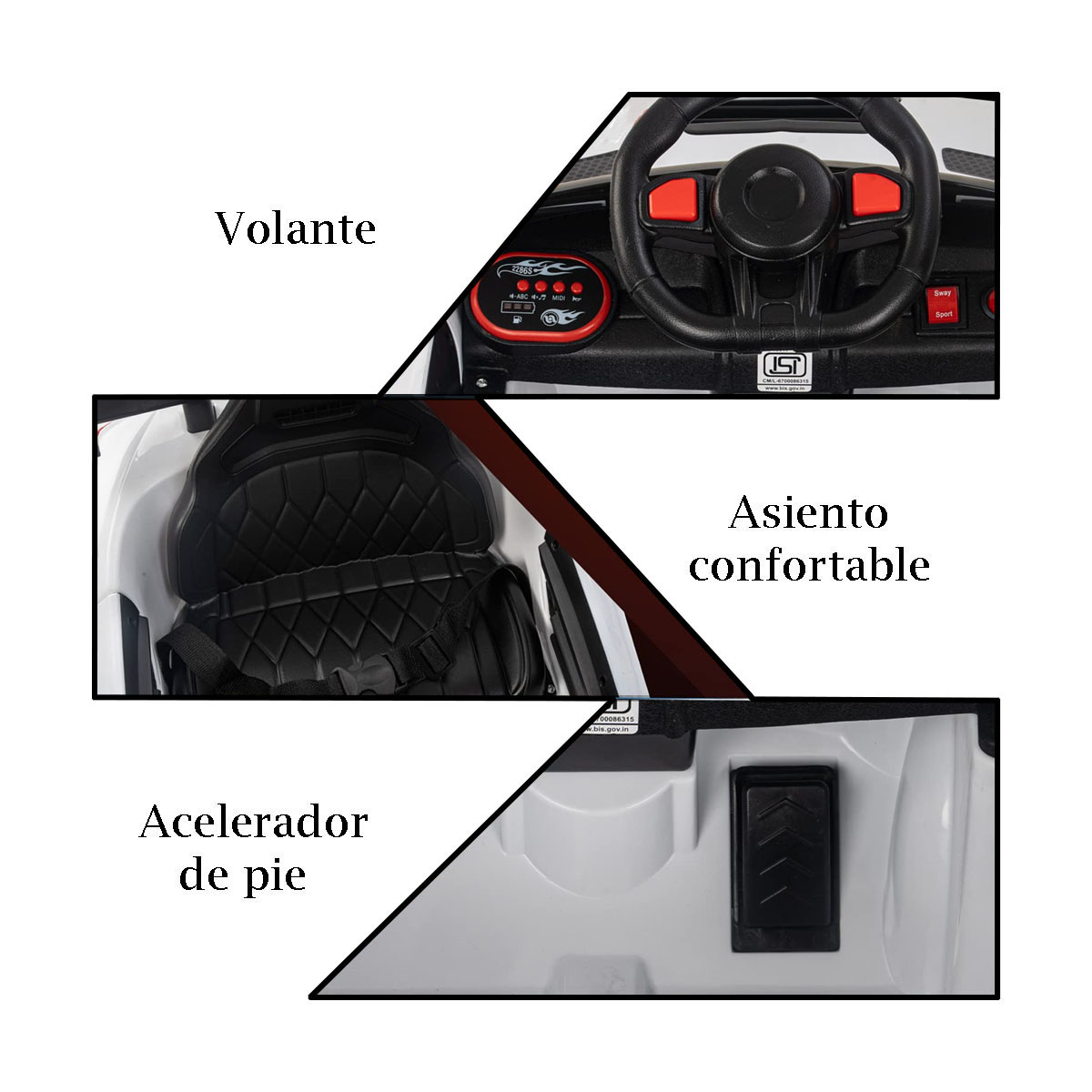 Carro Montable Electrico 6V  Tipo BMW 1600S Blanco