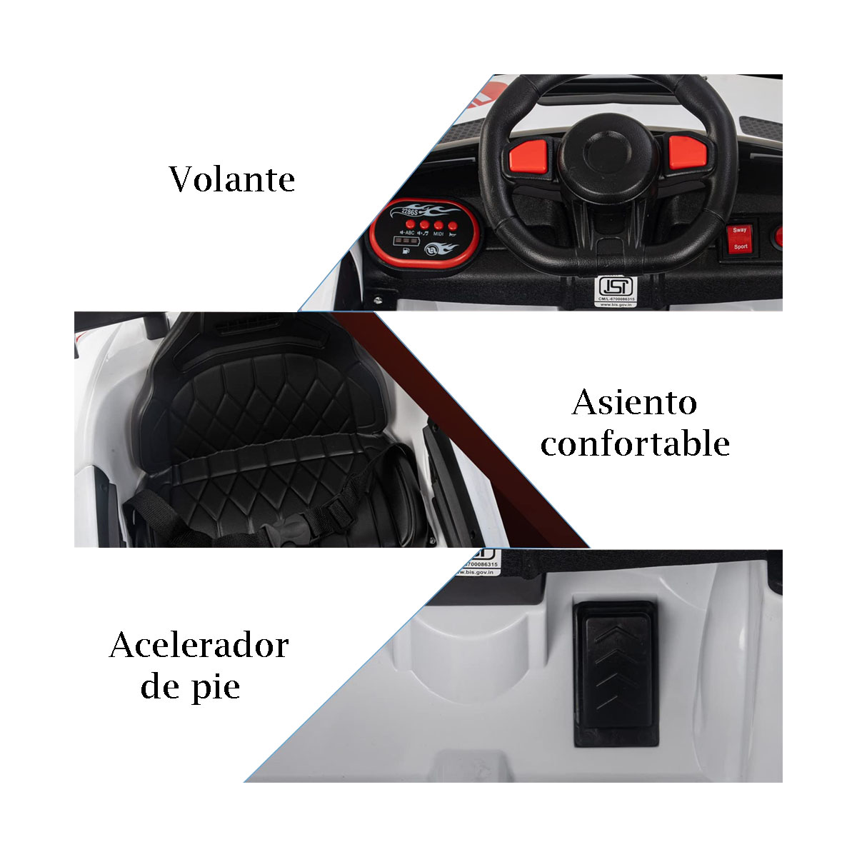 Carro Montable Electrico 6V Tipo Maserati MT-919A Blanco