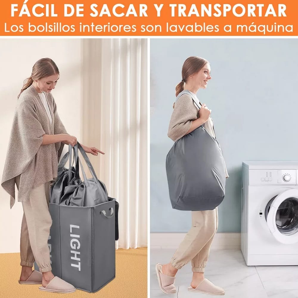 Cesta Doble para Ropa Sucia con Tapa y Bolsas de Lavandería Extraíbles
