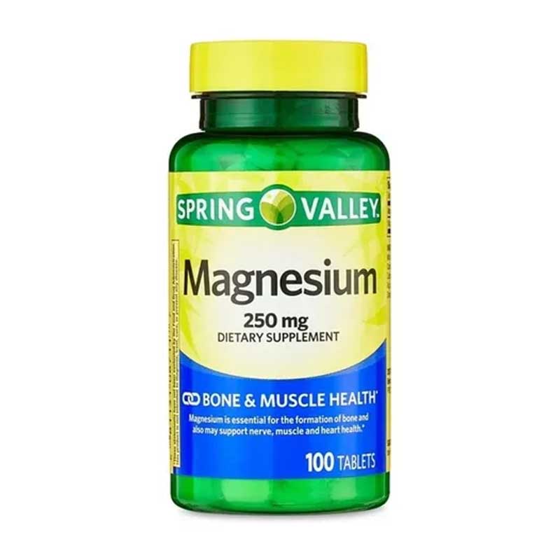 Magnesio 250mg 100 tabletas Spring Valley Magnesium