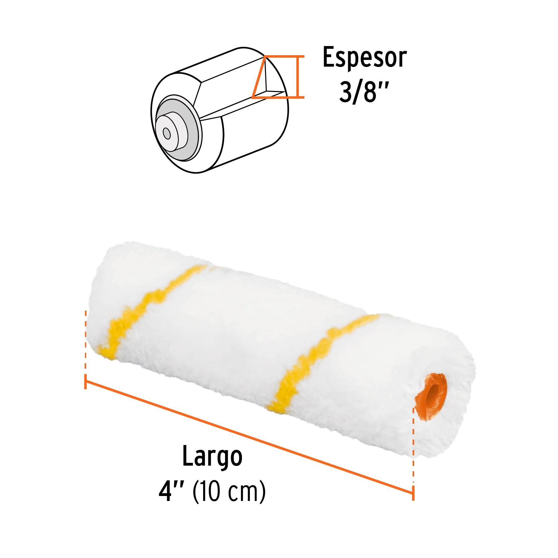 FELPA PARA MINI RODILLO DE POLIÉSTER 4" X 3/8", TRUPER 13911