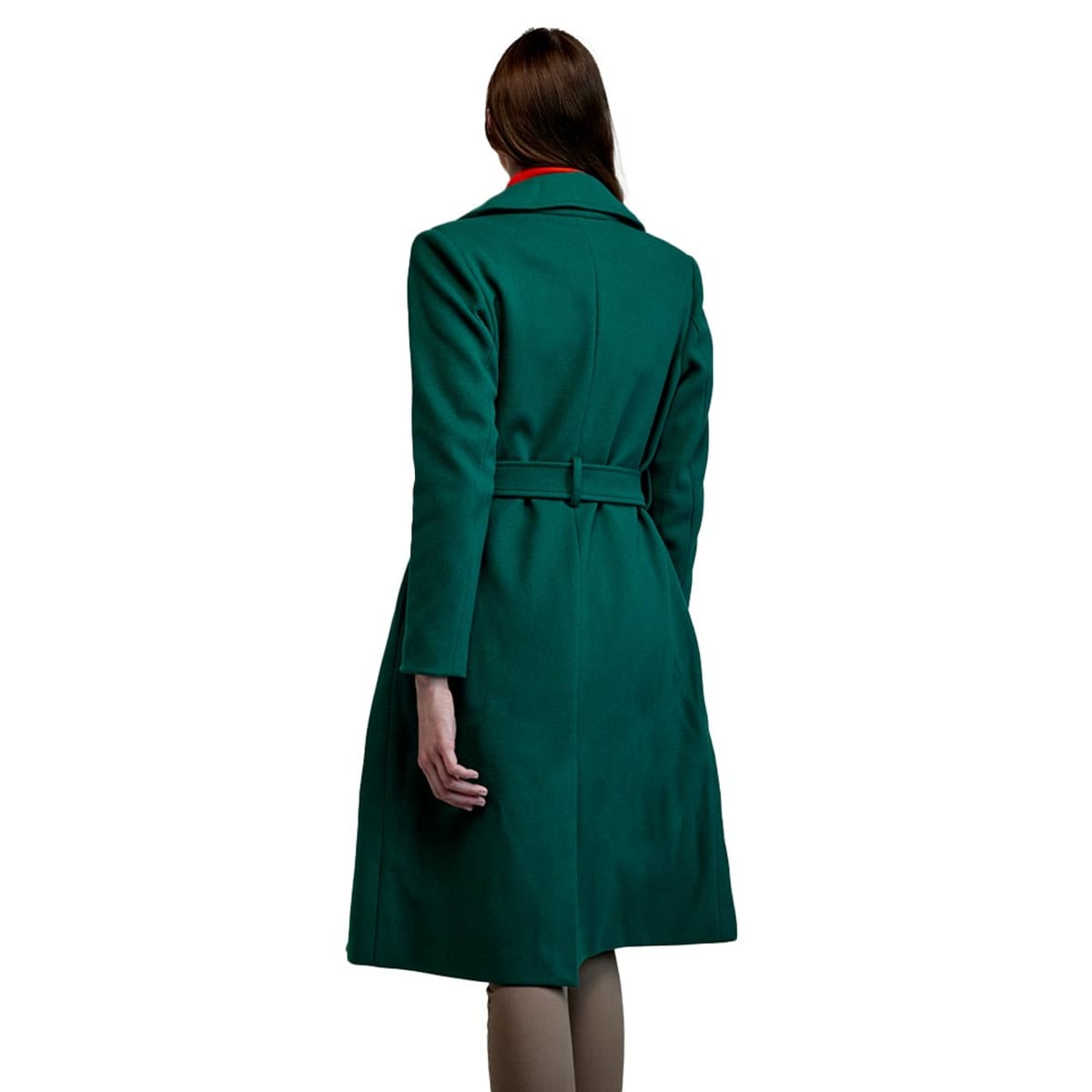 Abrigo Schatz Woman largo básico color verde oscuro para mujer, mod. 1038707