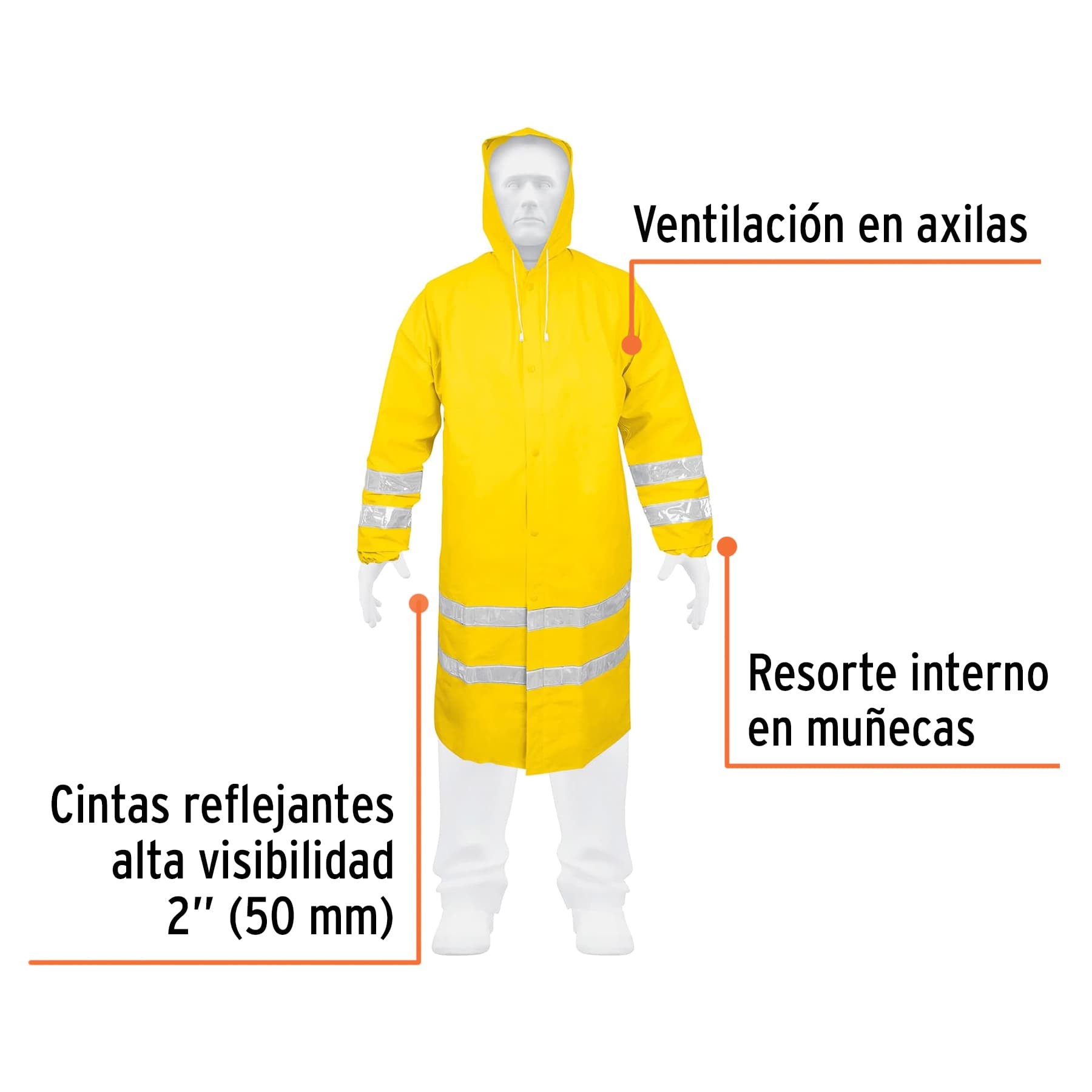GABARDINA IMPERMEABLE DOBLE CAPA CON REFLEJANTE, XG, TRUPER 17724