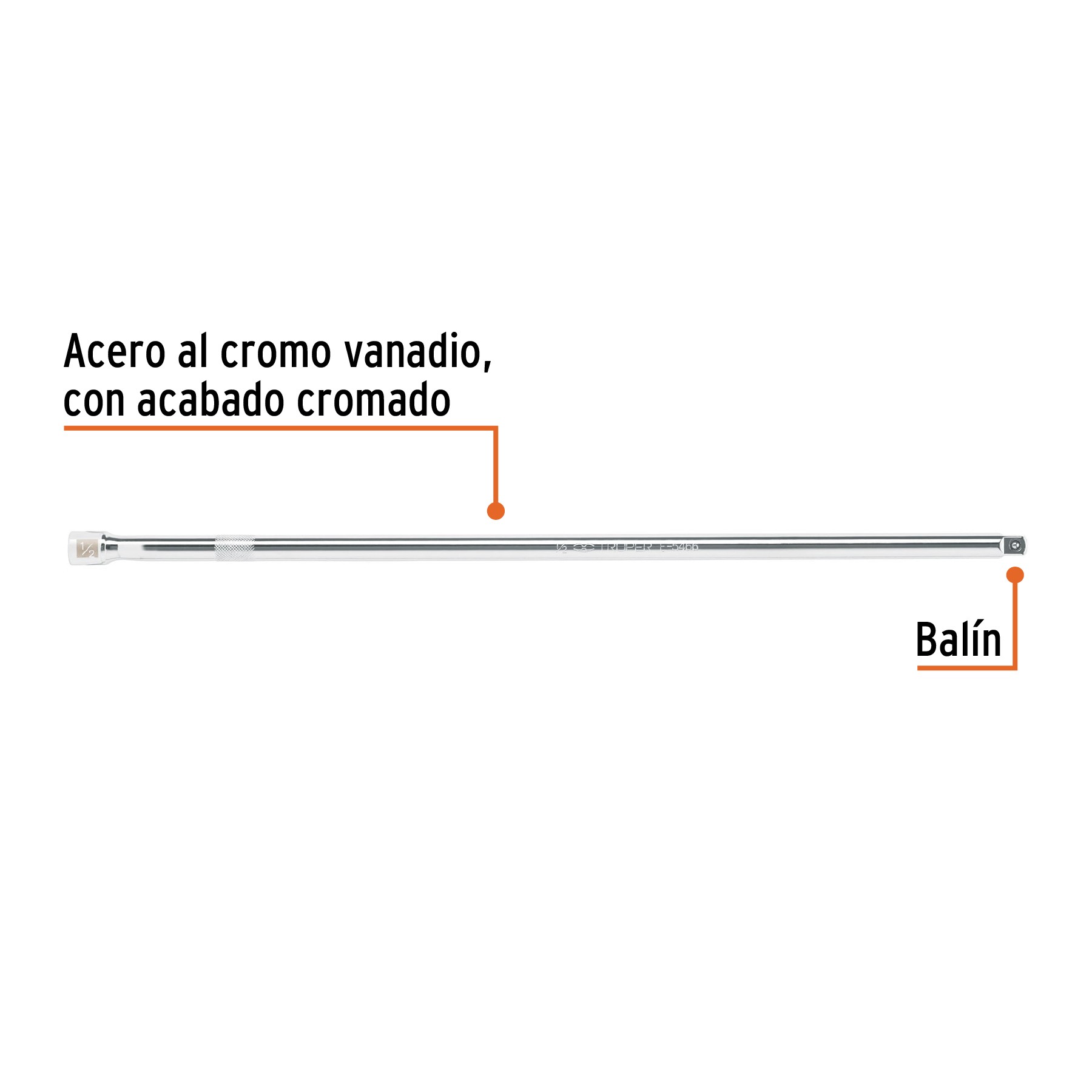 EXTENSIÓN CUADRO 1/2" PARA MATRACA, LARGO 24", TRUPER 13920