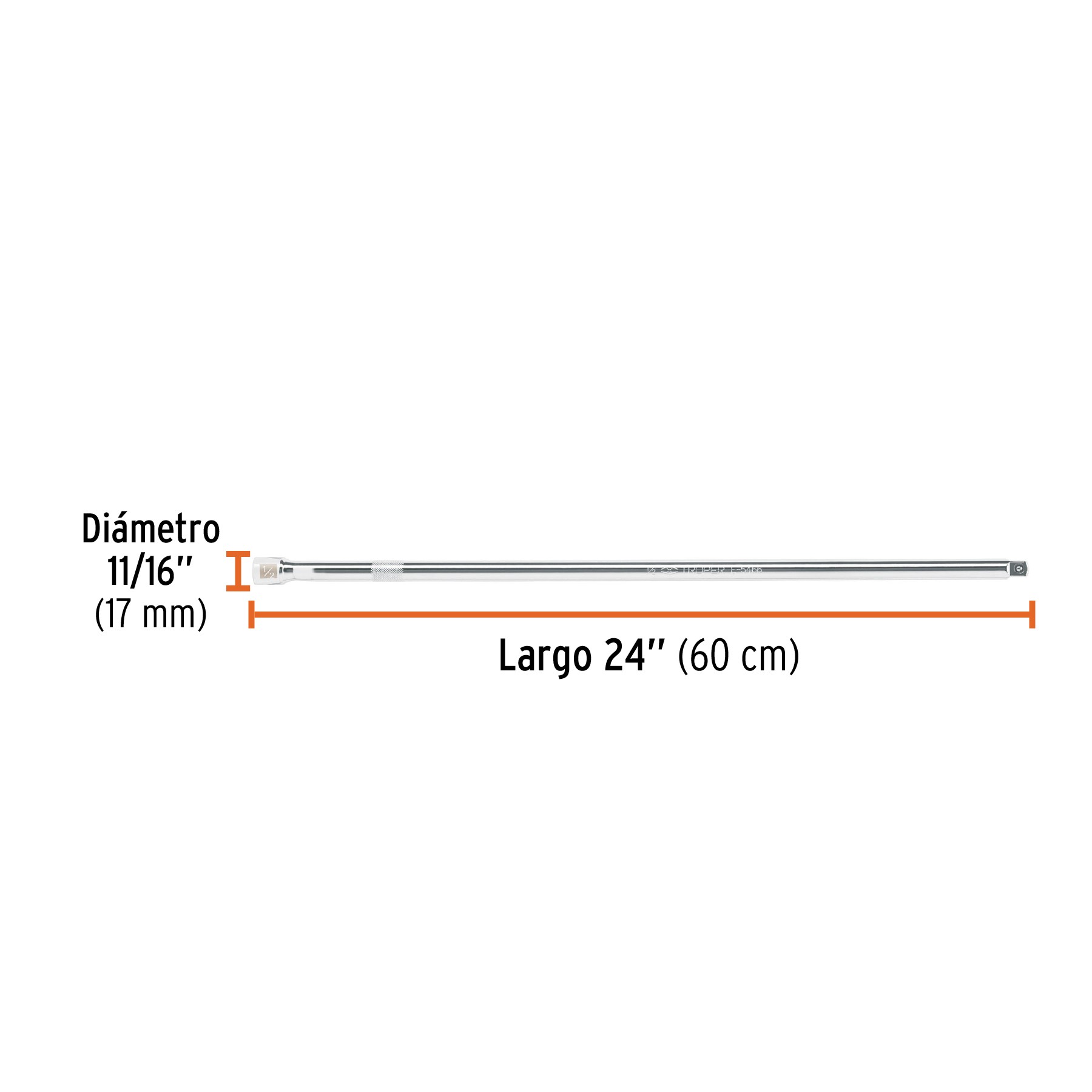 EXTENSIÓN CUADRO 1/2" PARA MATRACA, LARGO 24", TRUPER 13920