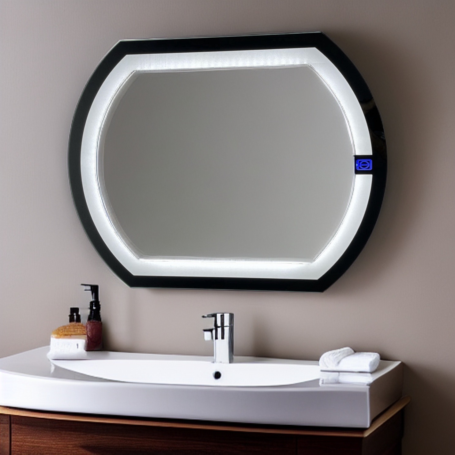 Espejo Ovalado LED ARD de 60 x 52 cm con Detalles Grabados al Láser