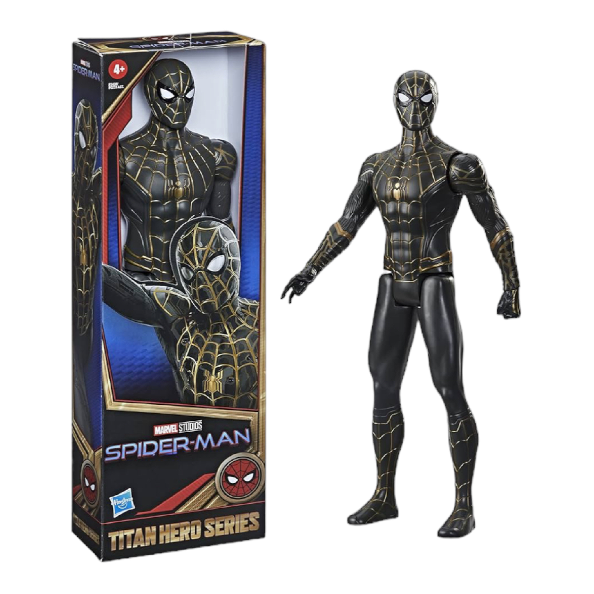 Spider-Man Figura De Acción Traje Negro y Dorado Marvel Titan Hero Series Hasbro
