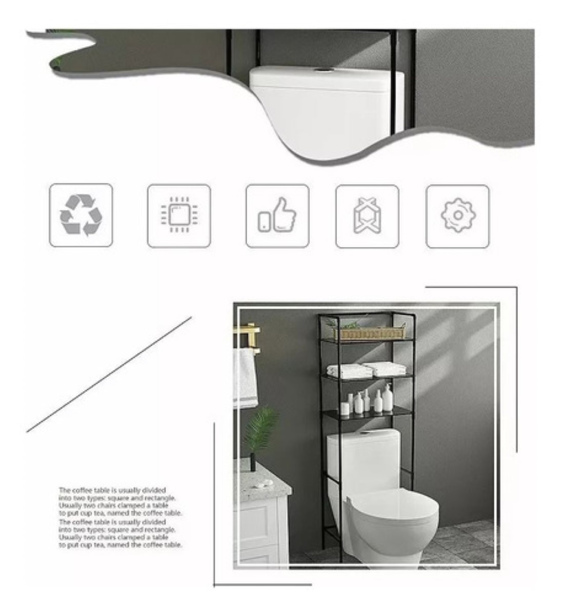 Toallero Mueble Organizador Baño Rack Estante Sanitario Color Negro