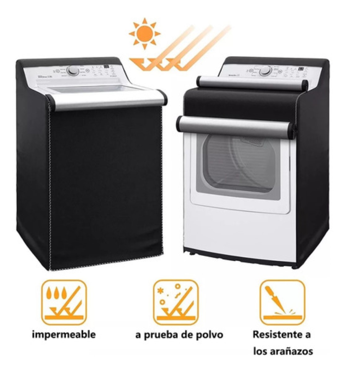Funda De Protección Solar Impermeable Universal Para Lavadora Negro