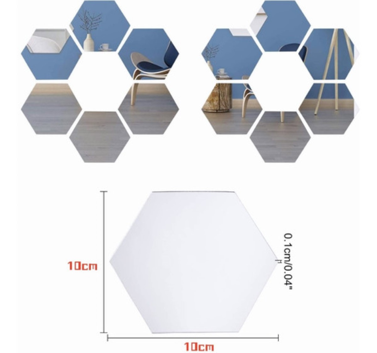 Espejos De Pared Decorativos Acrílico 3d 24 pcs + 24 Mariposas, Oro y Plata