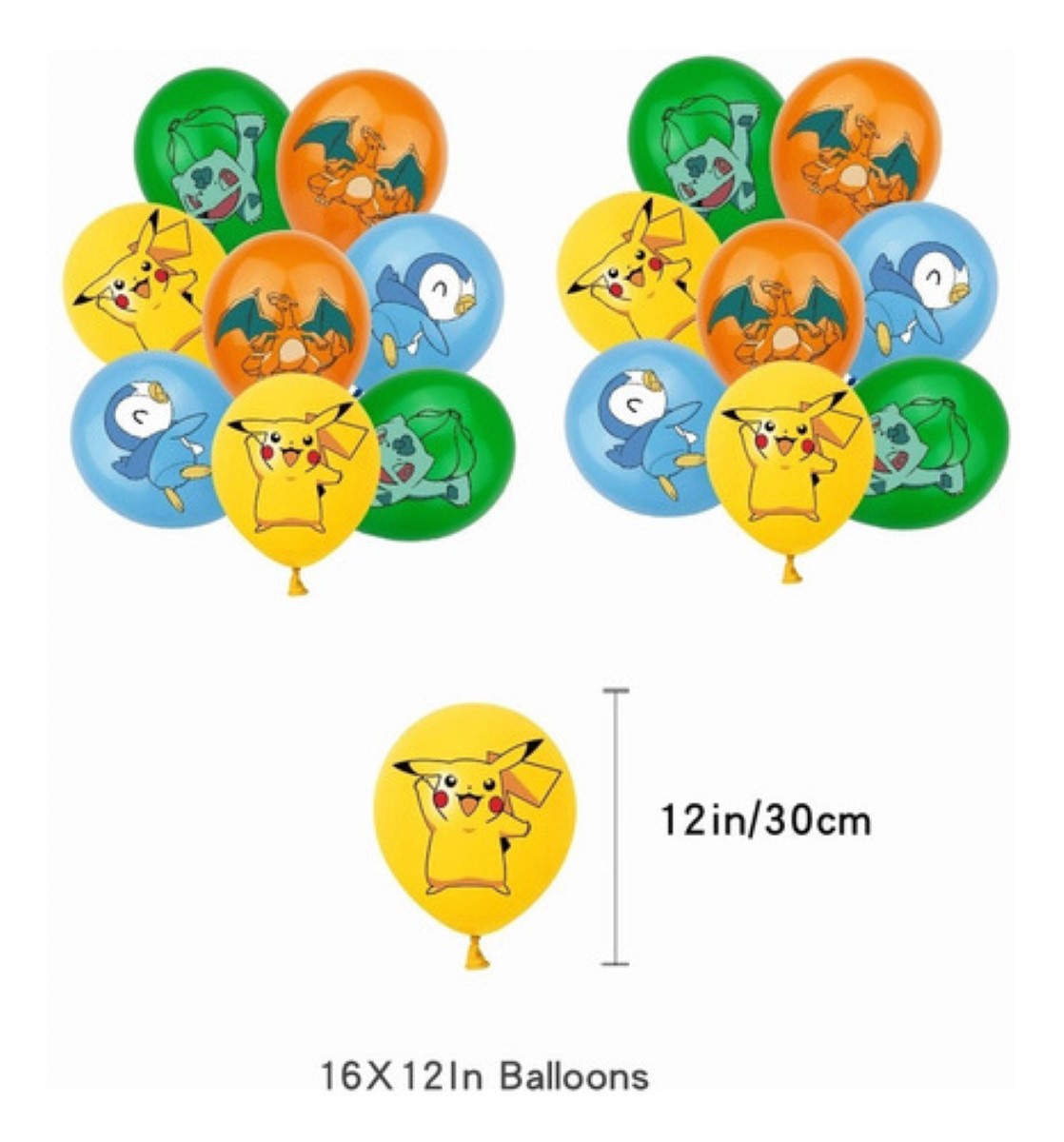 Globos De Cumpleaños De Pokémon Para Fiesta Temática Multicolor 