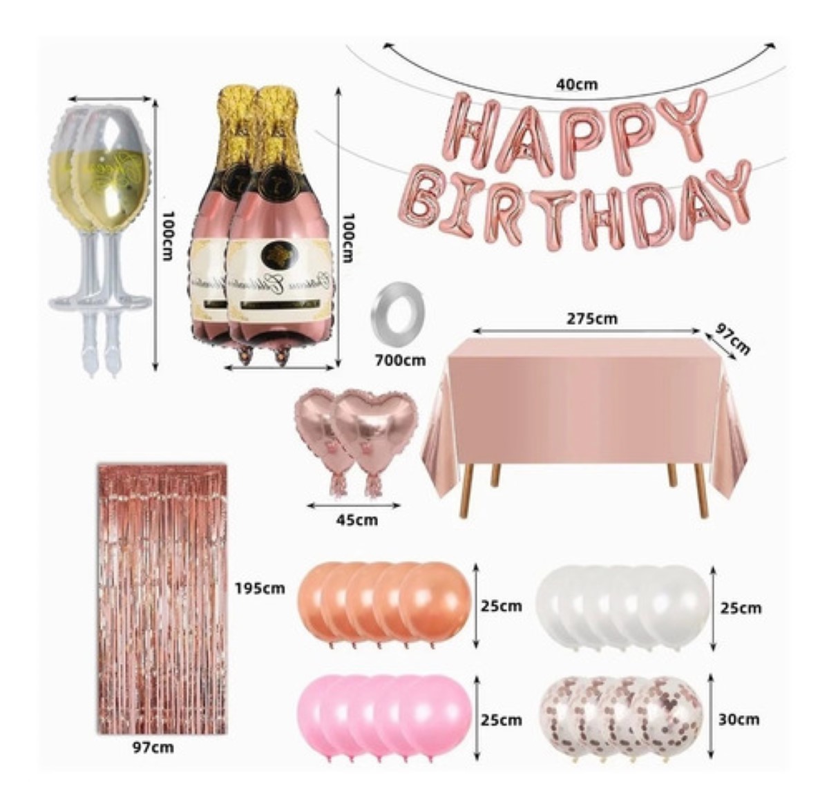 Kit De Decoración Globos Para Fiesta De Cumpleaños, 29pzs Rosa