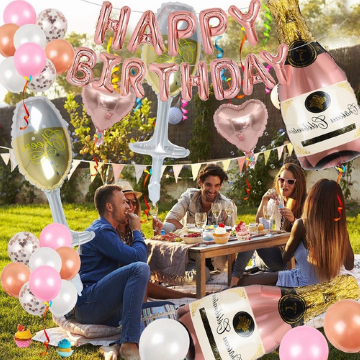 Kit De Decoración Globos Para Fiesta De Cumpleaños, 29pzs Rosa