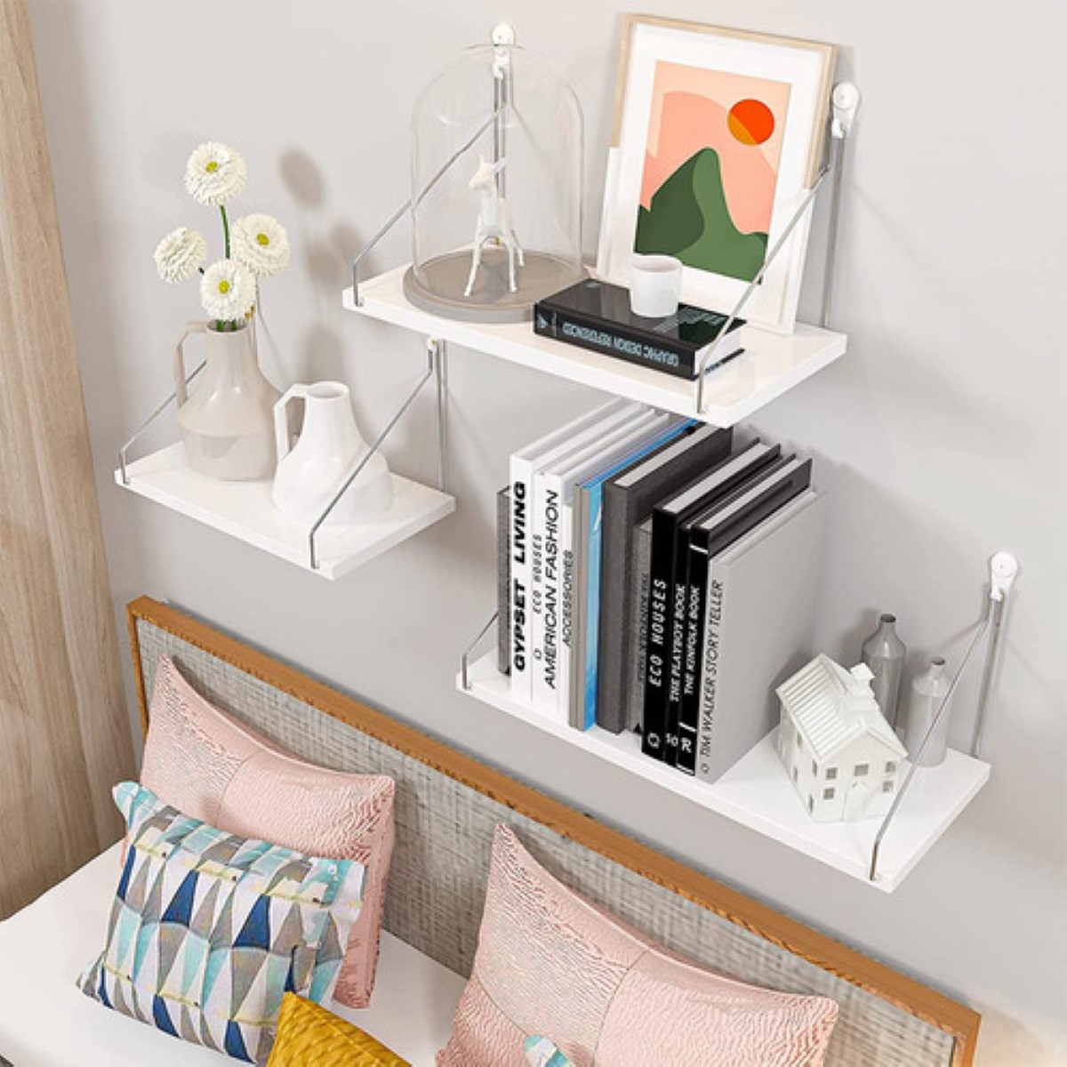 Repisas Flotantes Fácil Instalación 30x15 Cm De Madera 3 Pzs Blanco