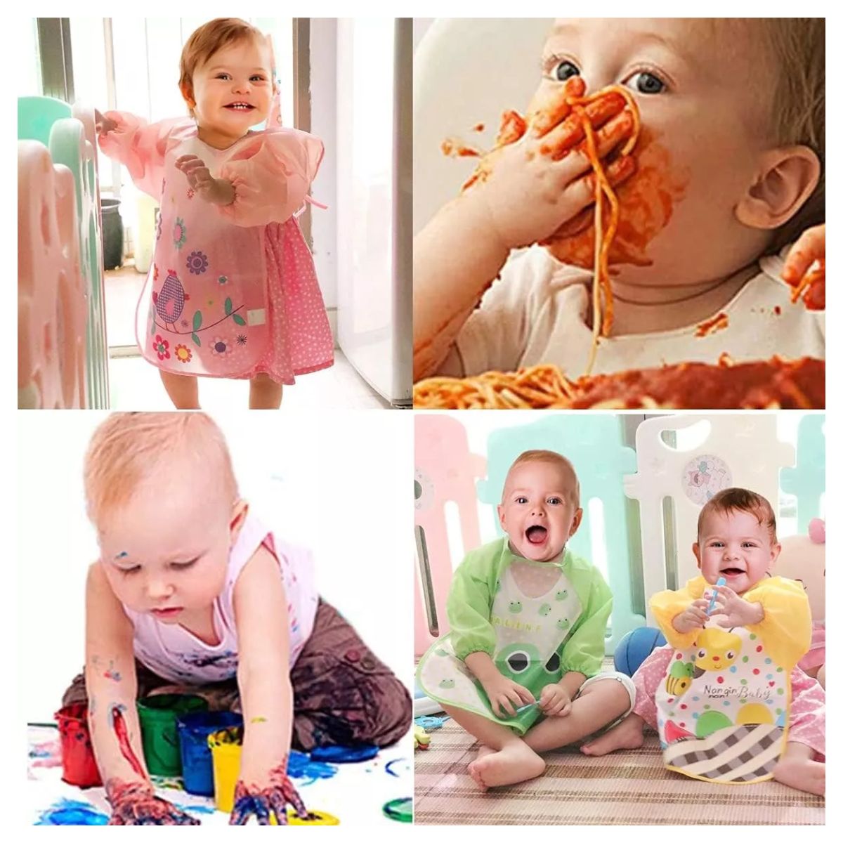 Babero Impermeable De Cobertura Completa Para Bebé 6pcs