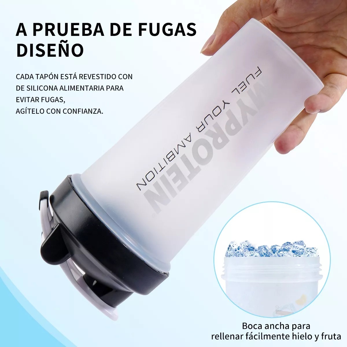 Mezcladora Productos Deportivos Proteina Shaker Gym Blanco