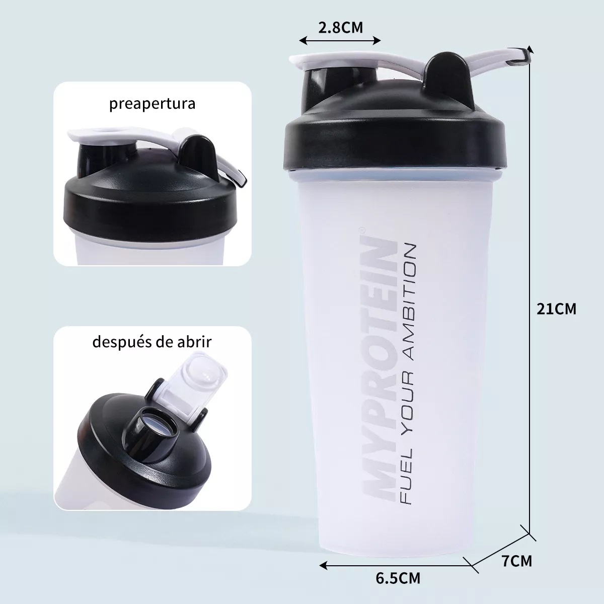 Mezcladora Productos Deportivos Proteina Shaker Gym Blanco