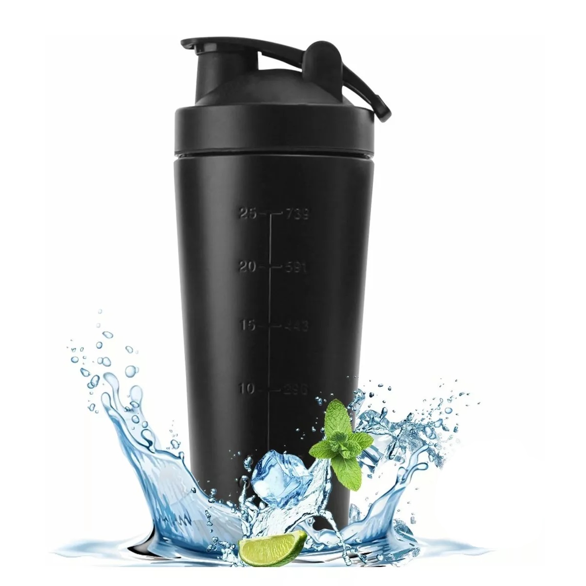 Vaso Shaker Acero Inoxidable Shaker Gym Proteina Negro