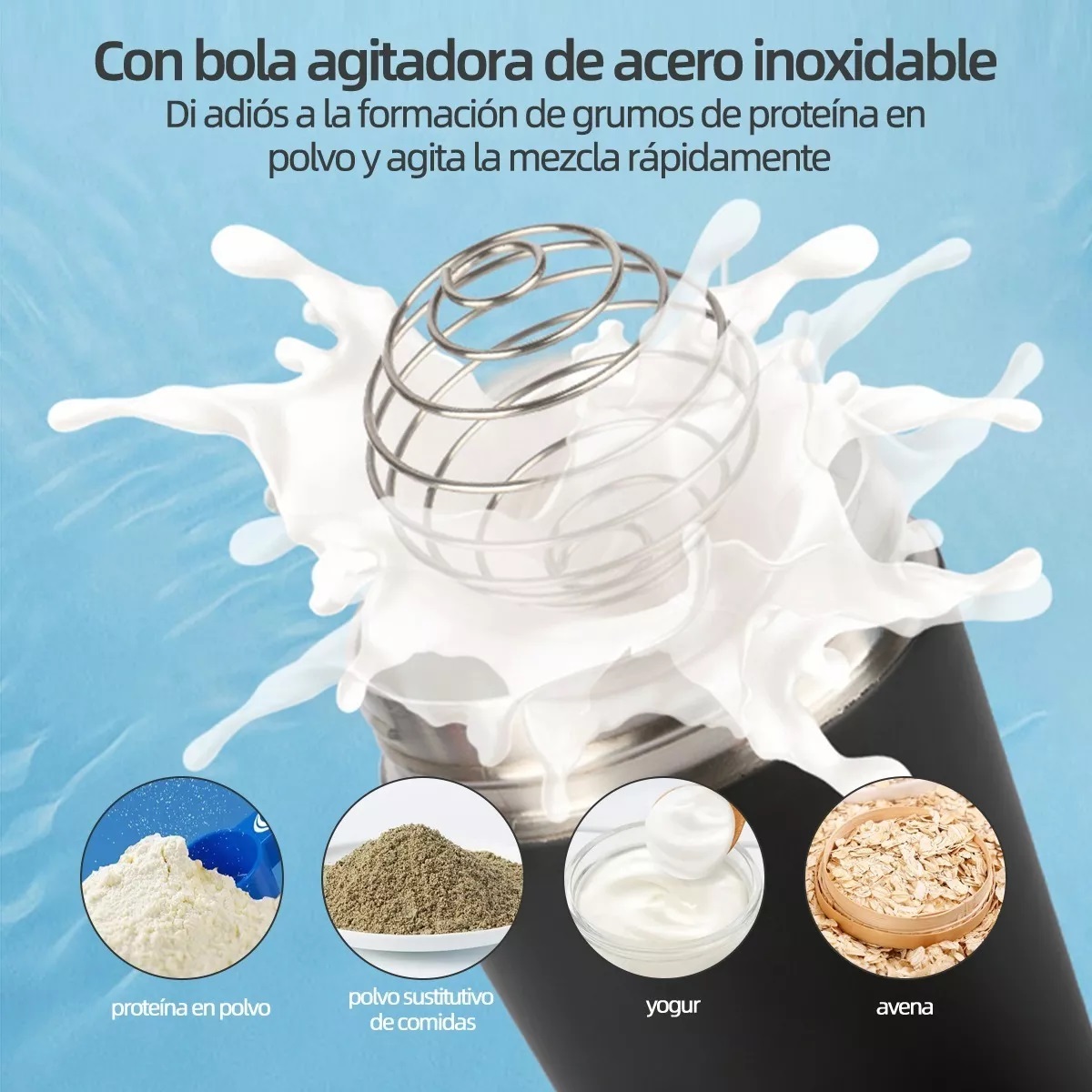Vaso Shaker Acero Inoxidable Shaker Gym Proteina Negro