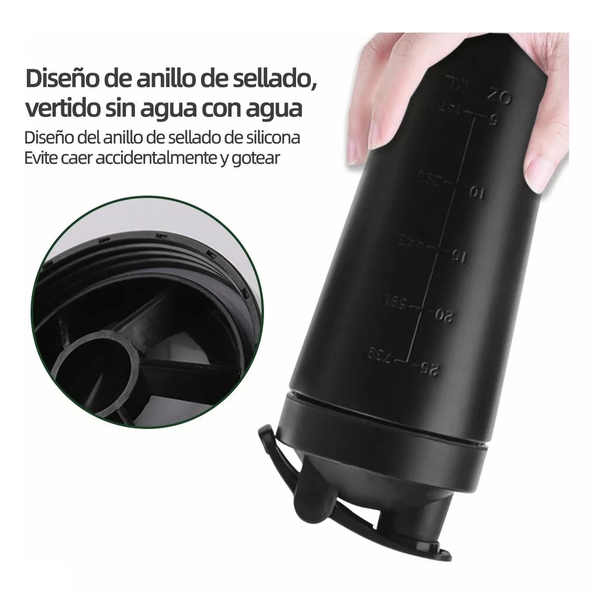 Vaso Shaker Acero Inoxidable Shaker Gym Proteina Negro