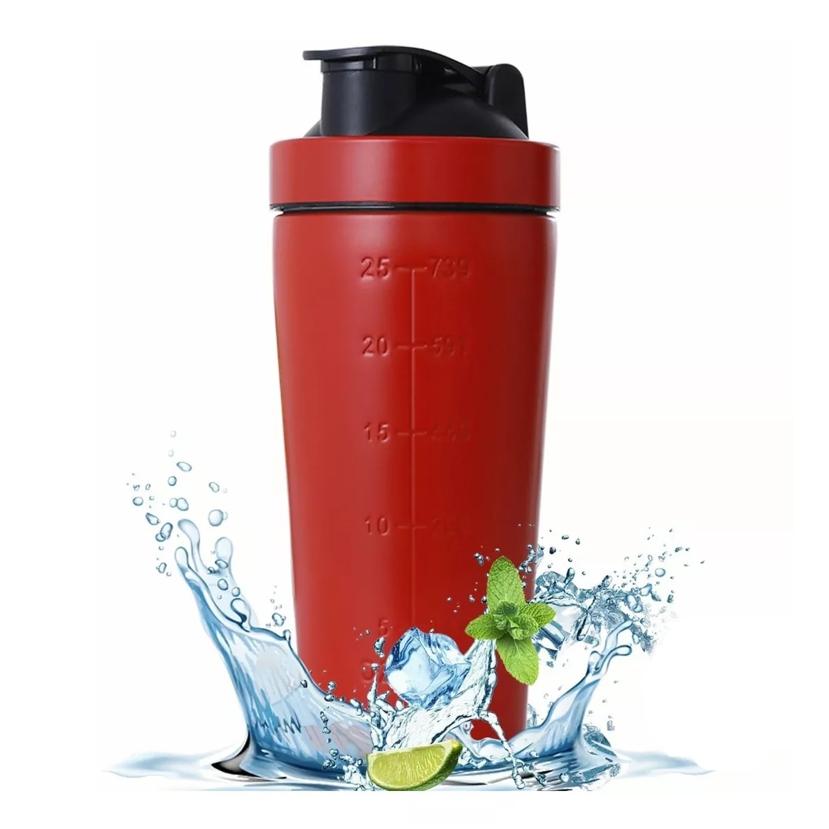 Vaso Shaker Acero Inoxidable Shaker Gym Proteina Rojo