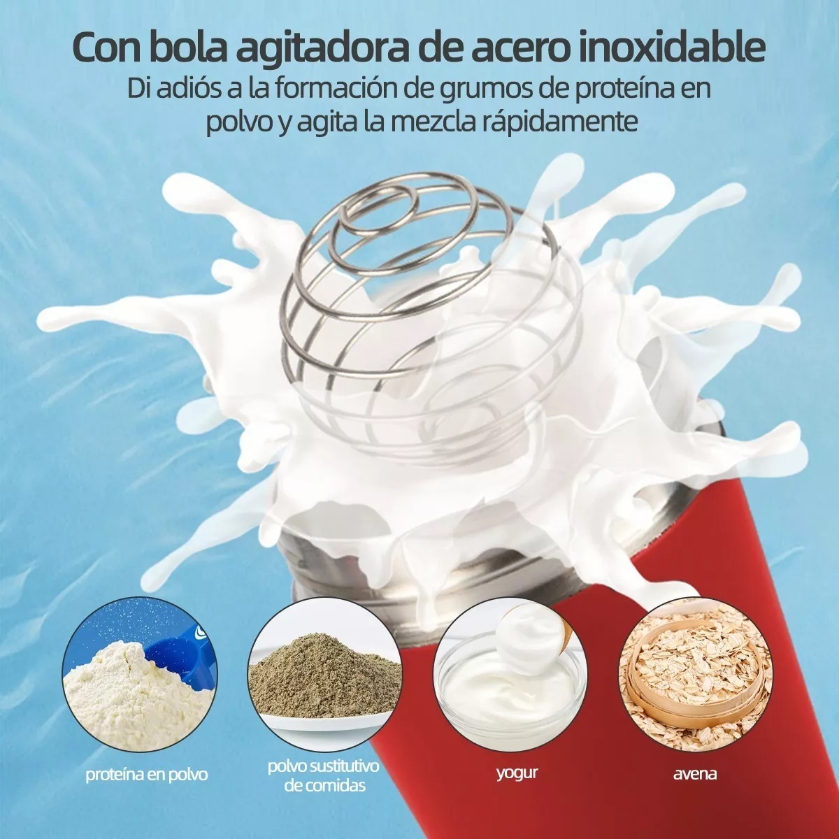 Vaso Shaker Acero Inoxidable Shaker Gym Proteina Rojo