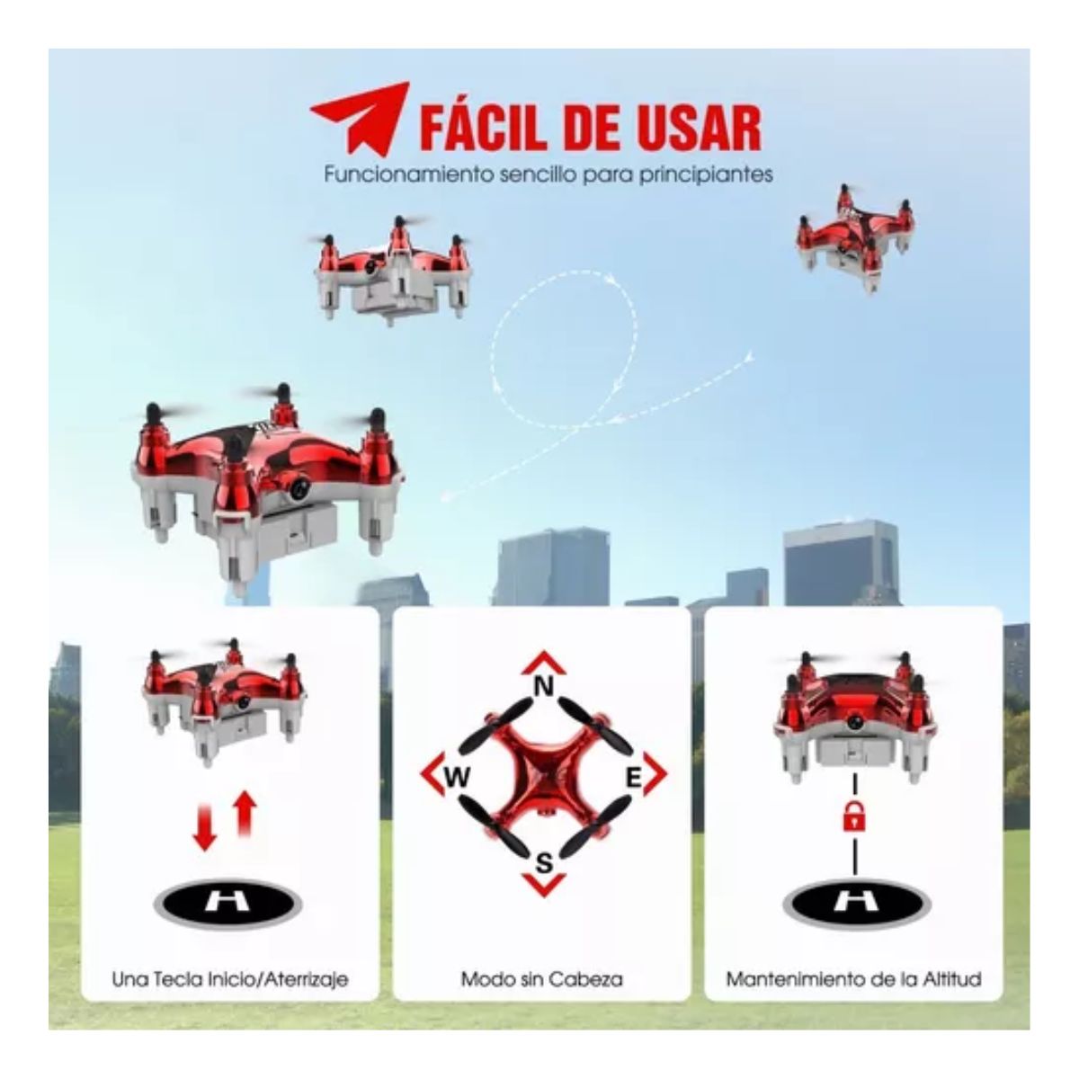 Mini Drone Para Niños Principiantes 2.4ghz rojo