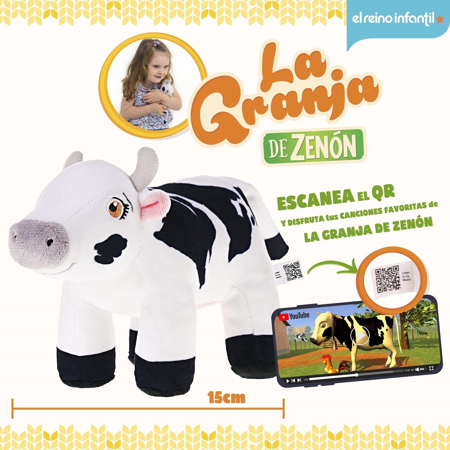 Peluche Vaca Lola Mis primeros pasos 15cm La Granja de Zenón Bebes