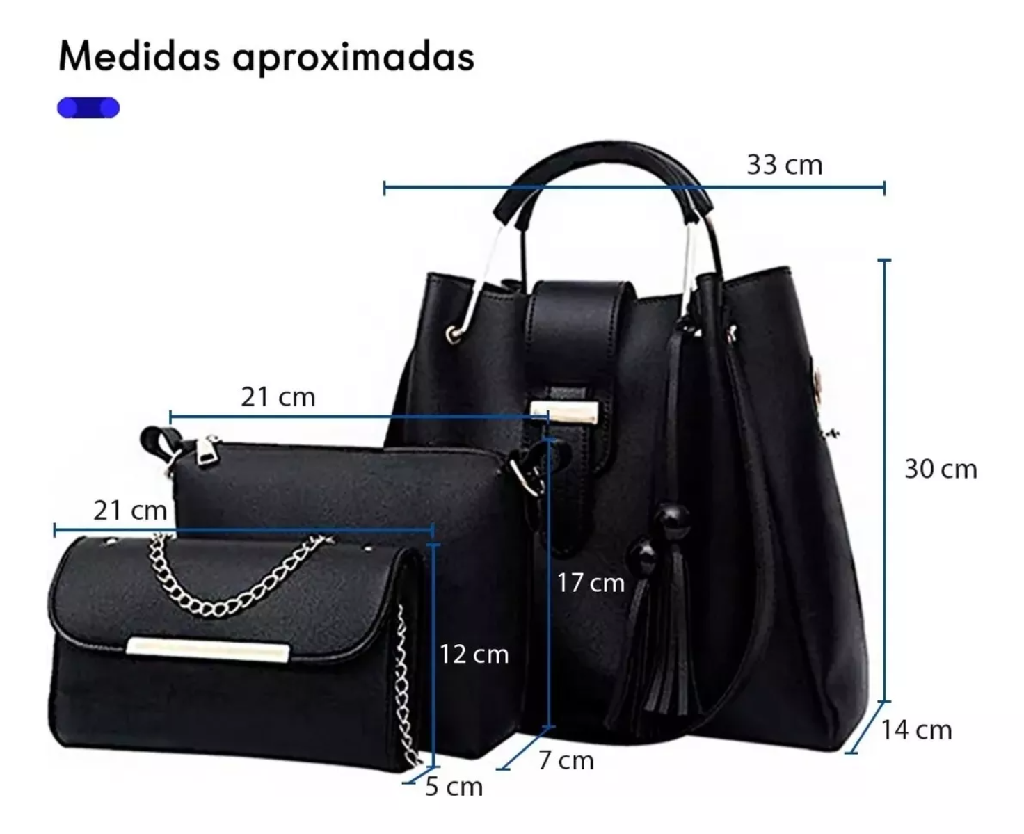 Set 3 Bolsas Bandolera Mujer Cosmetiquera Cartera Crossbody