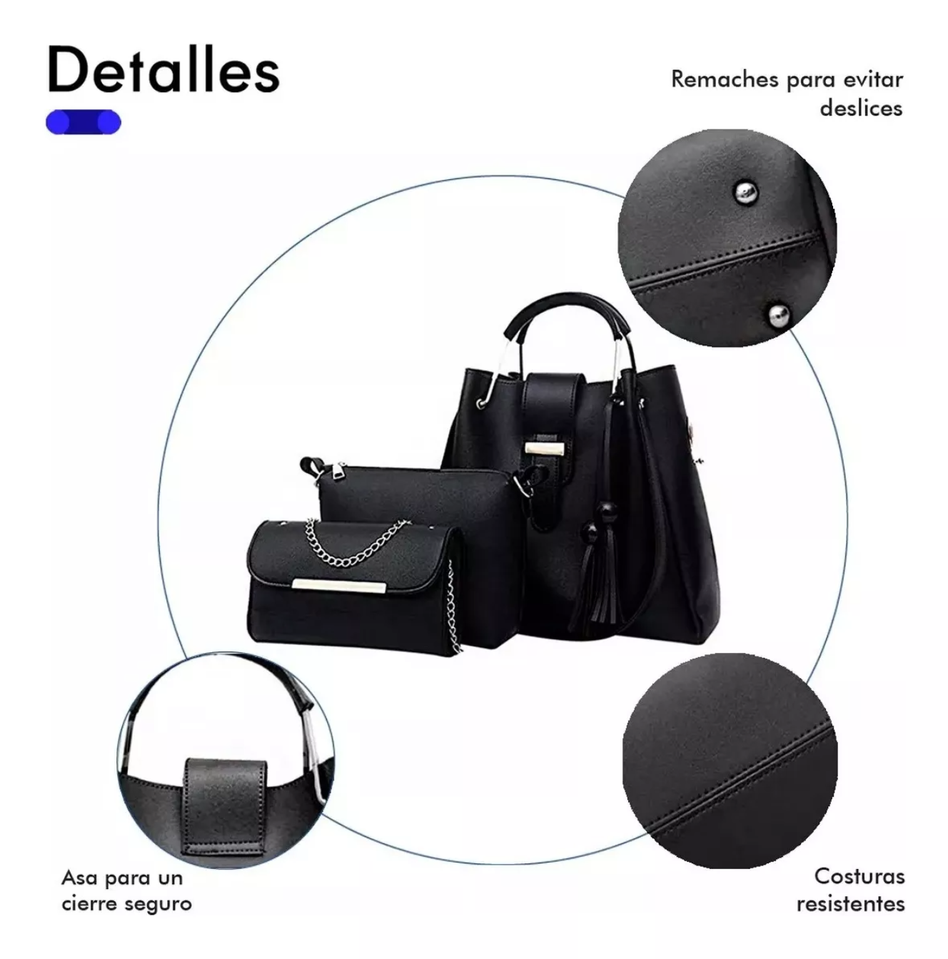 Set 3 Bolsas Bandolera Mujer Cosmetiquera Cartera Crossbody