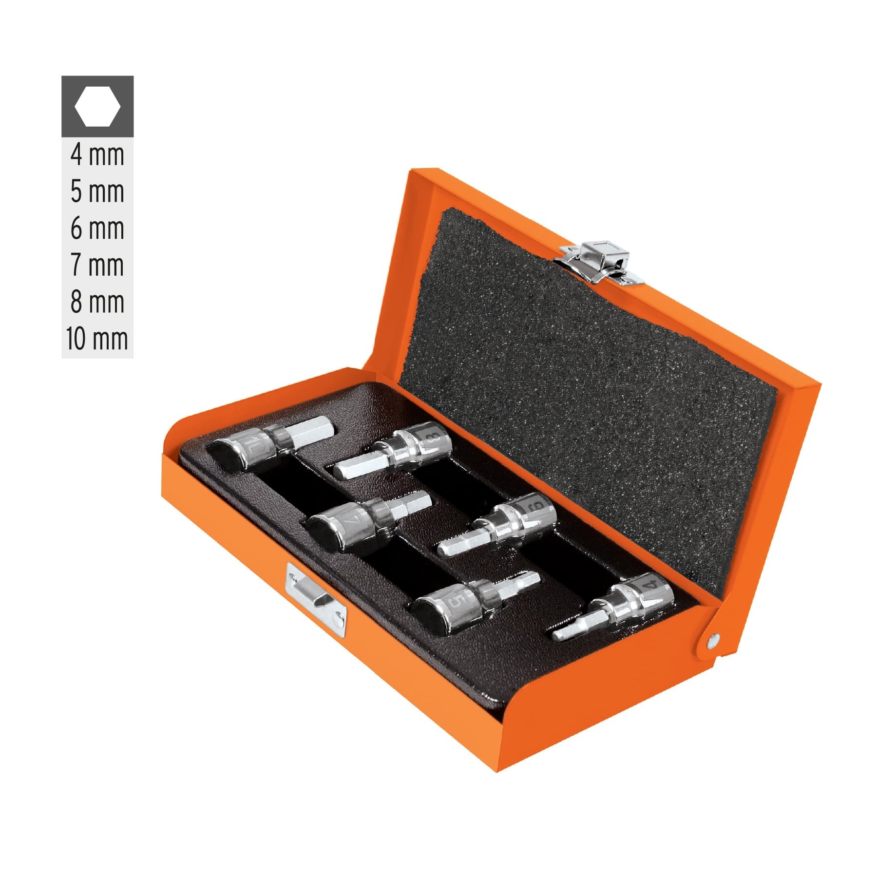 JUEGO DE 6 DADOS CUADRO 3/8" PUNTA HEX MM, ESTUCHE METÁLICO TRUPER 13953
