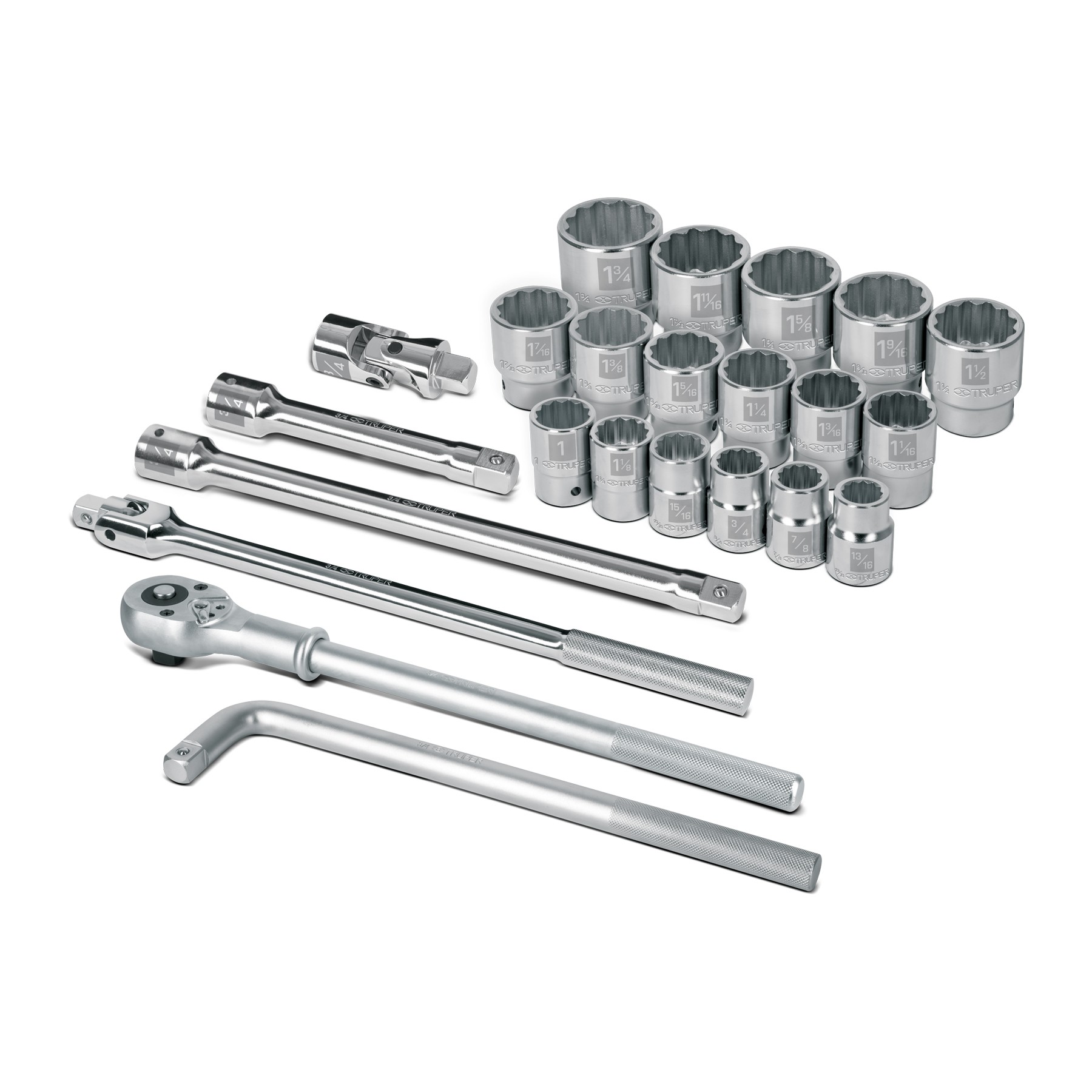 JUEGO DE 23 HERRAMIENTAS CUADRO 3/4" STD PARA MECÁNICO TRUPER 13970