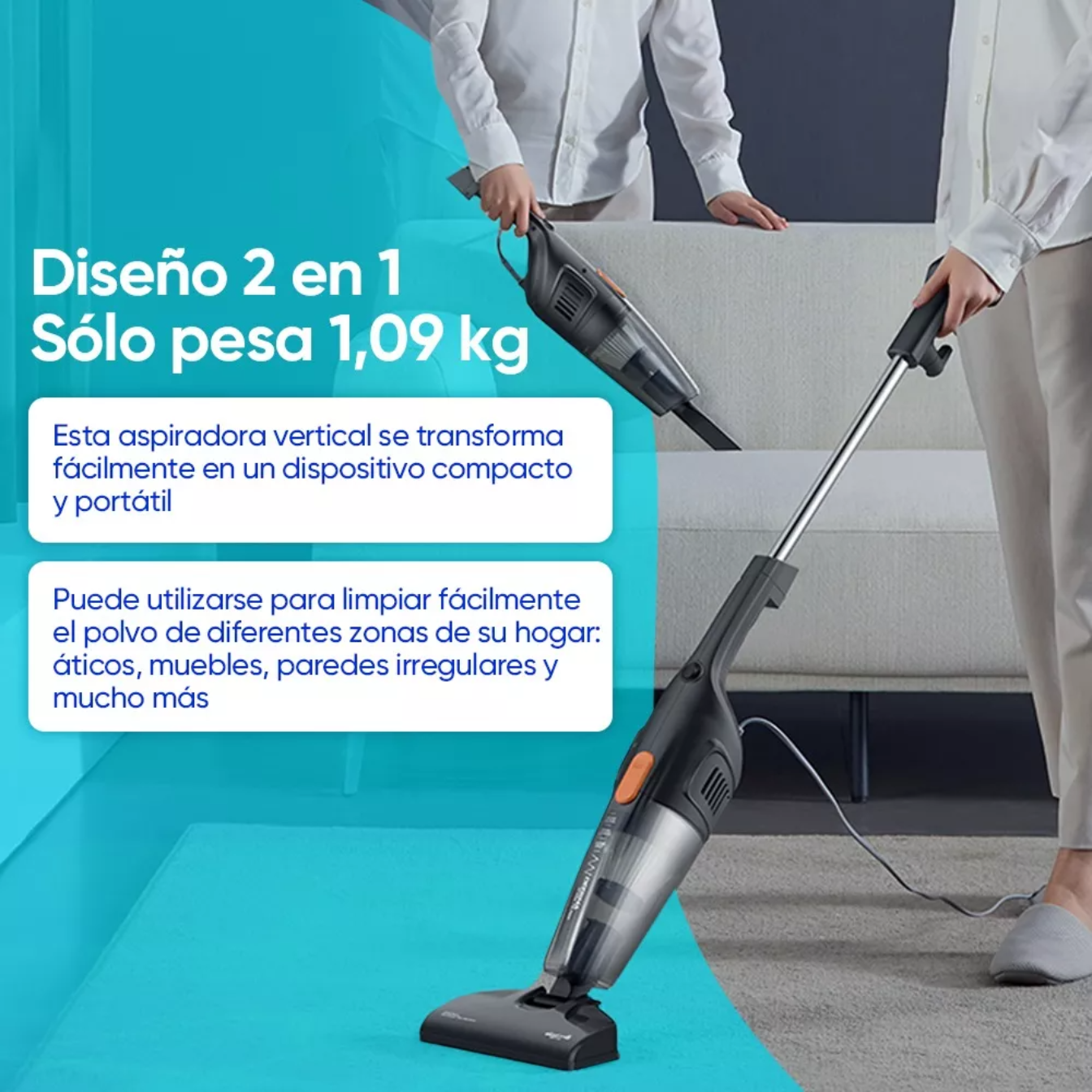 Aspiradora De Mano Vertical Alámbrica Deerma Dx115c 1.2l.