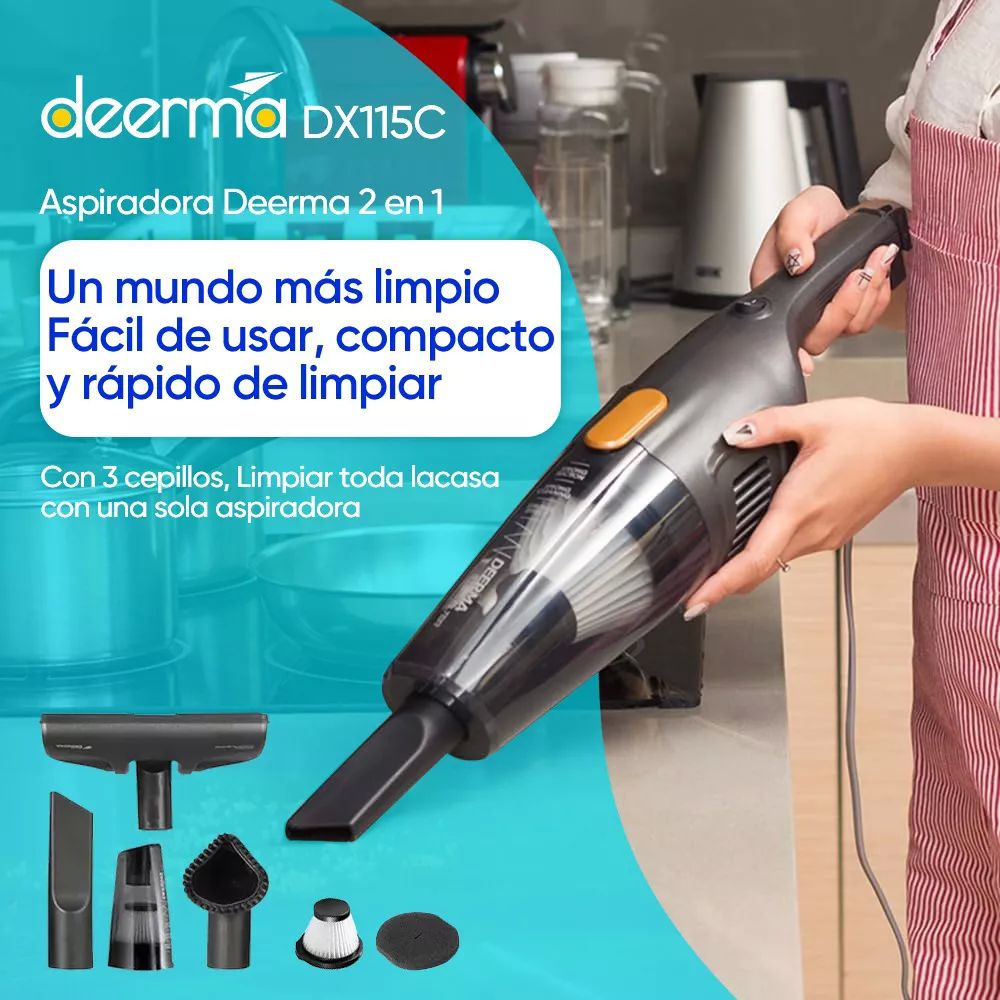 Aspiradora De Mano Vertical Alámbrica Deerma Dx115c 1.2l.