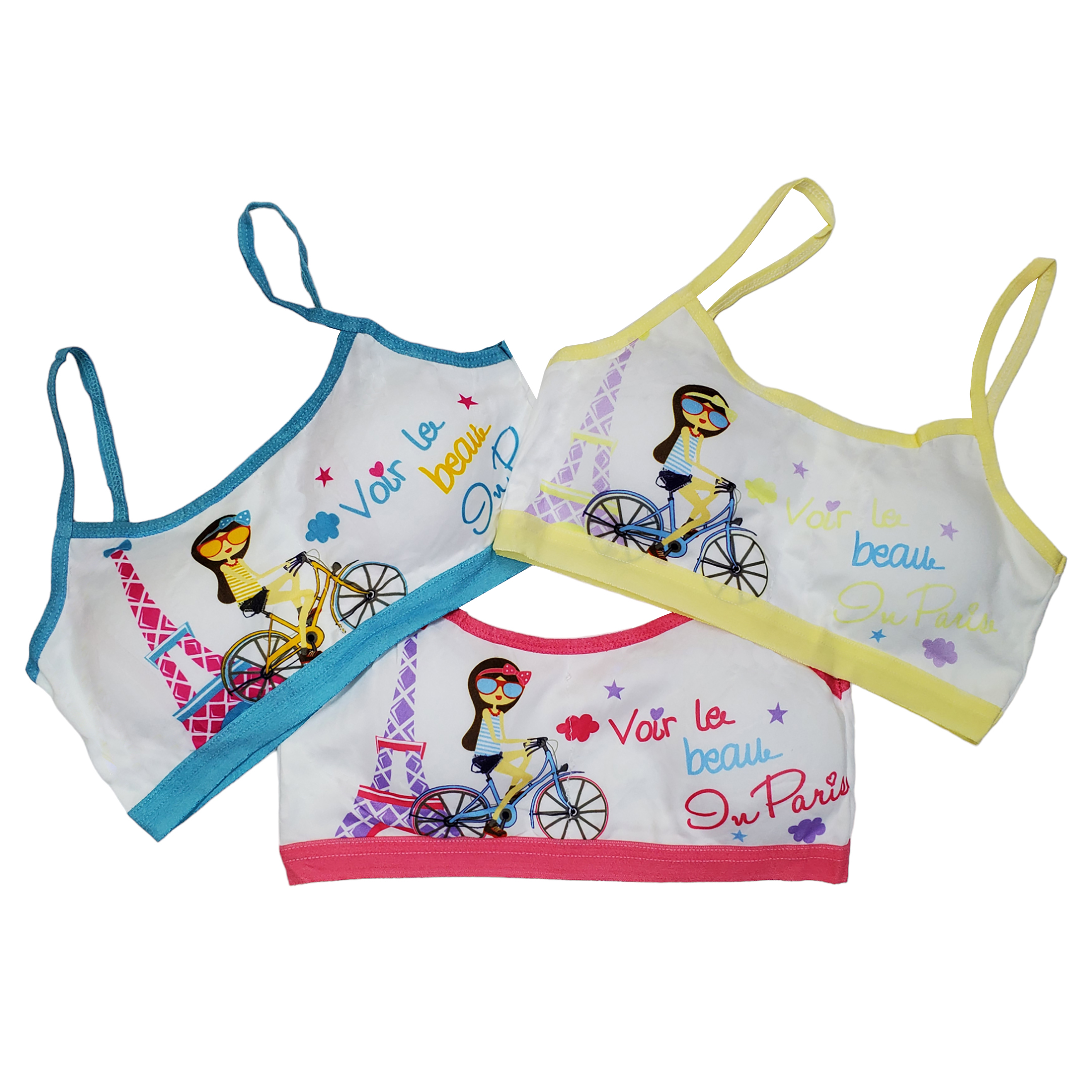 Corpiño Top Tirante Delgado Estampado Bicis Para Niña 6pz.