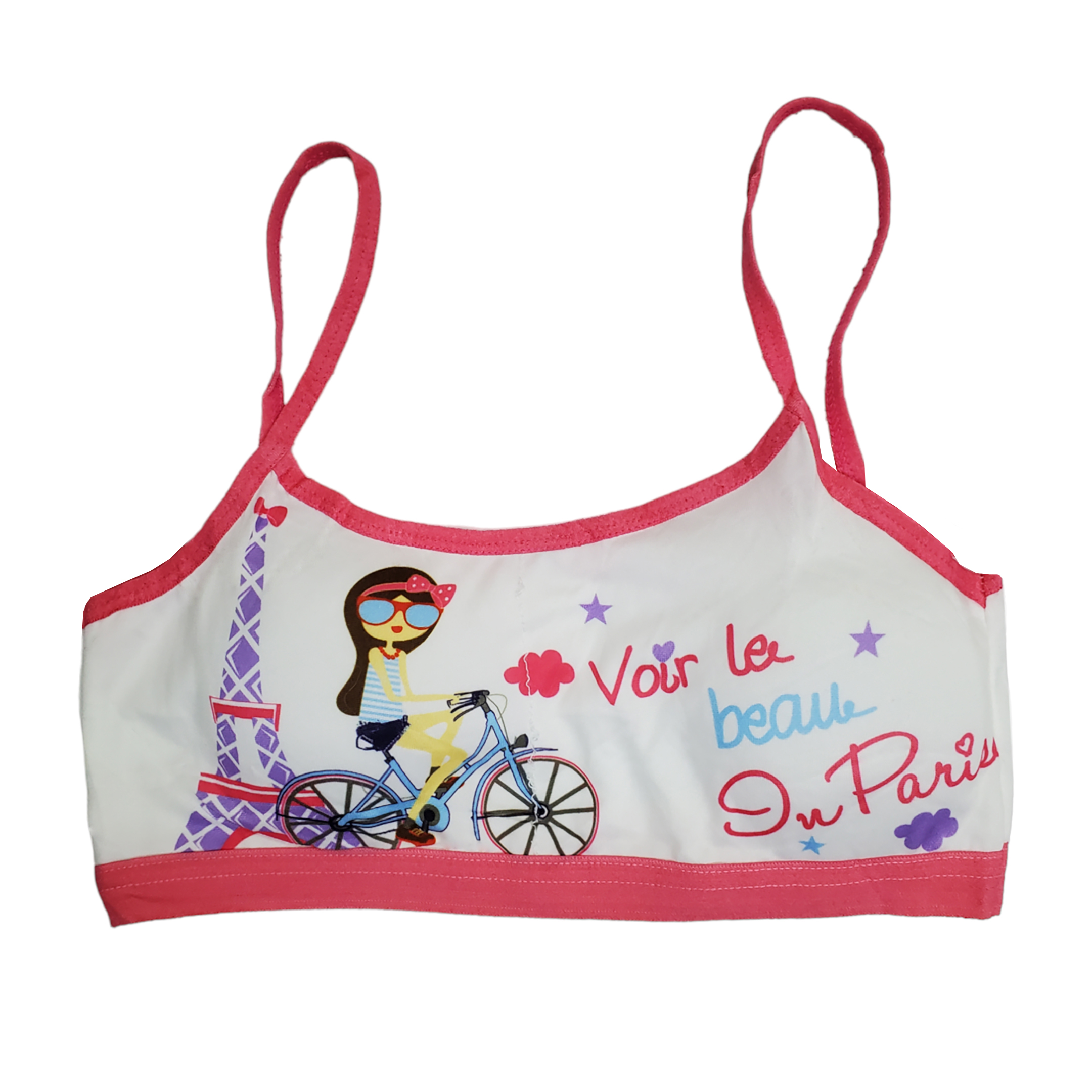 Corpiño Top Tirante Delgado Estampado Bicis Para Niña 6pz.