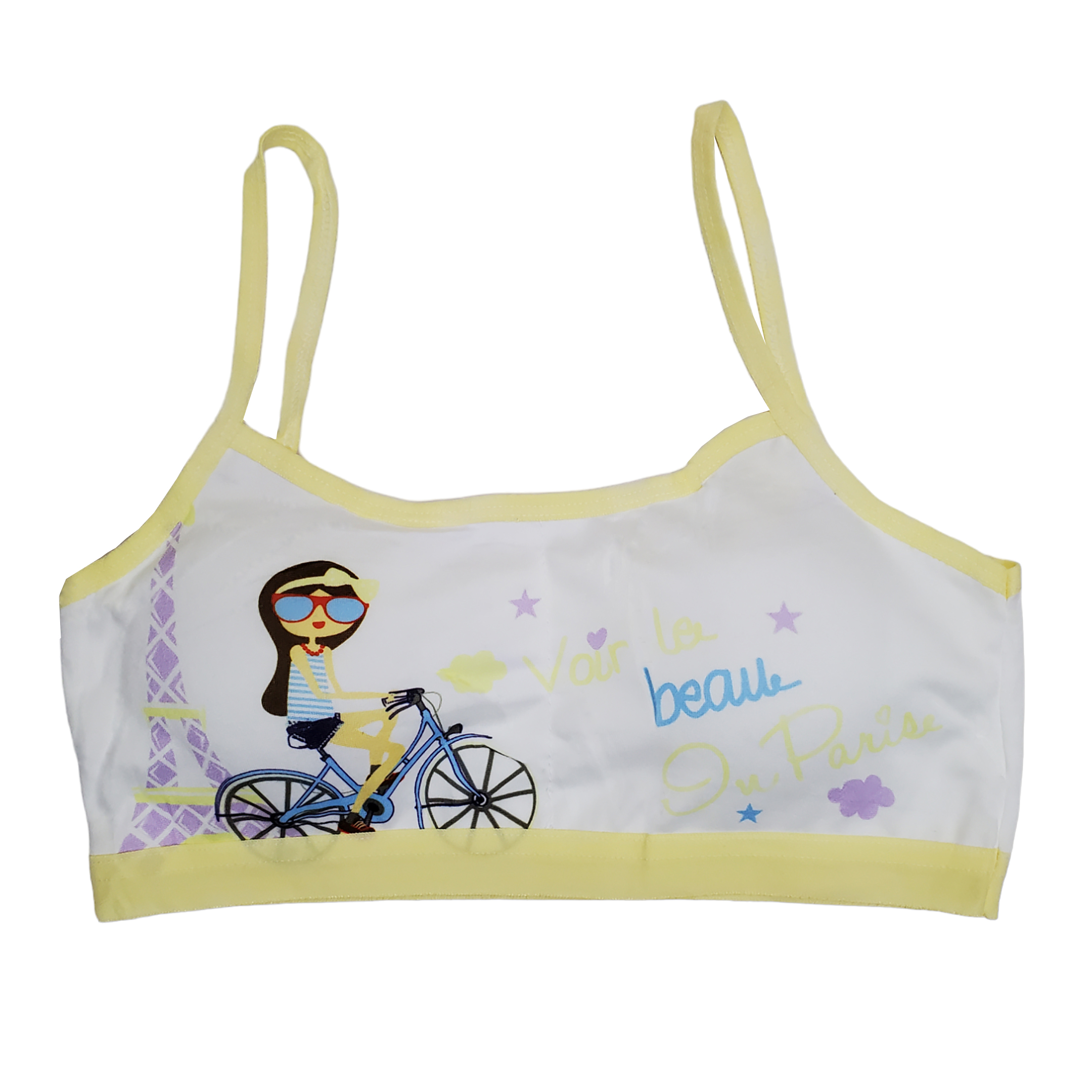 Corpiño Top Tirante Delgado Estampado Bicis Para Niña 6pz.