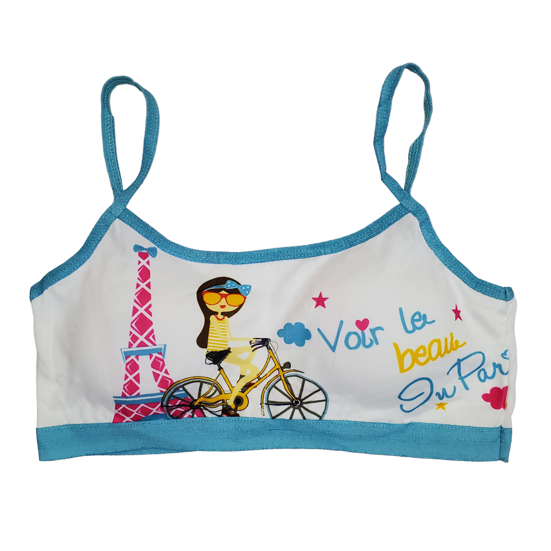 Corpiño Top Tirante Delgado Estampado Bicis Para Niña 6pz.